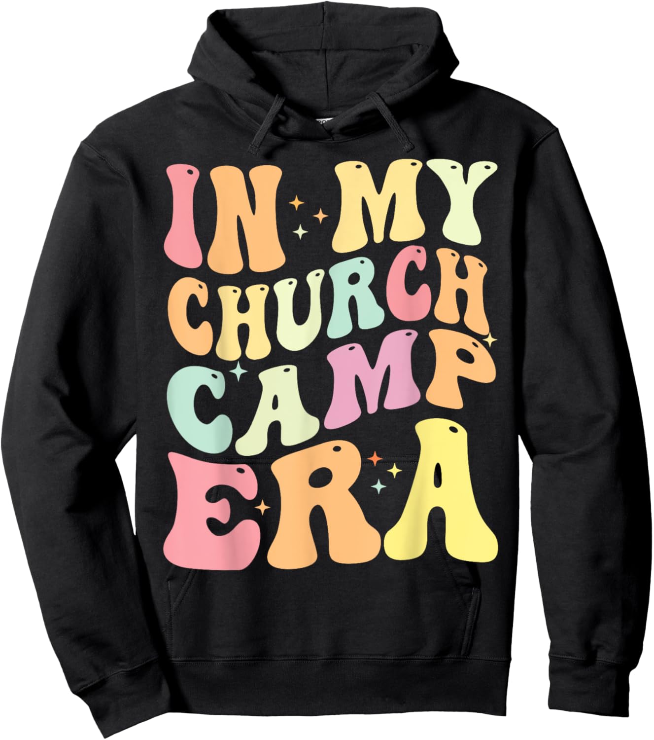 In My Church Camp Era Funny Groovy Summer Camping Hoodie - Hoodie | Black