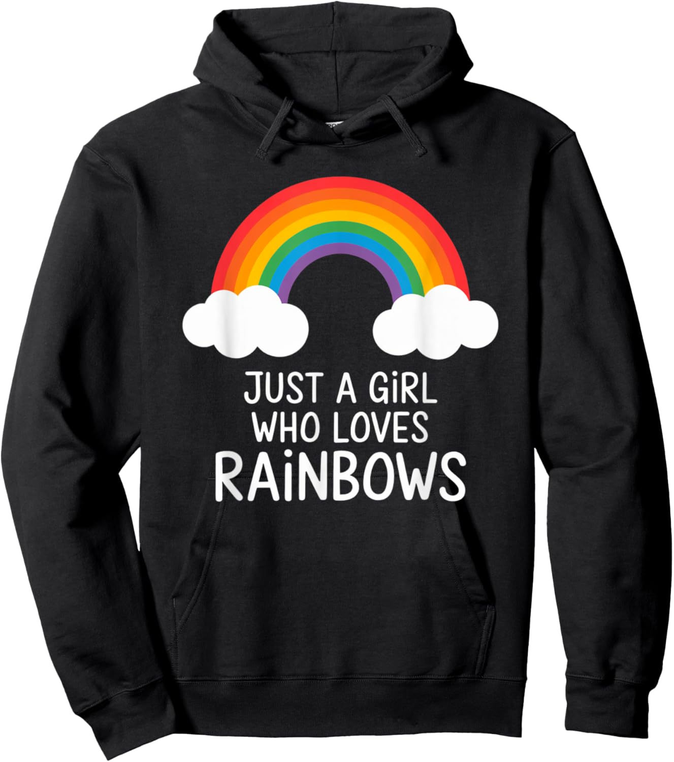 Just a Girl Who Loves Rainbows Cute Groovy Spring Summer Hoodie - Hoodie | Black
