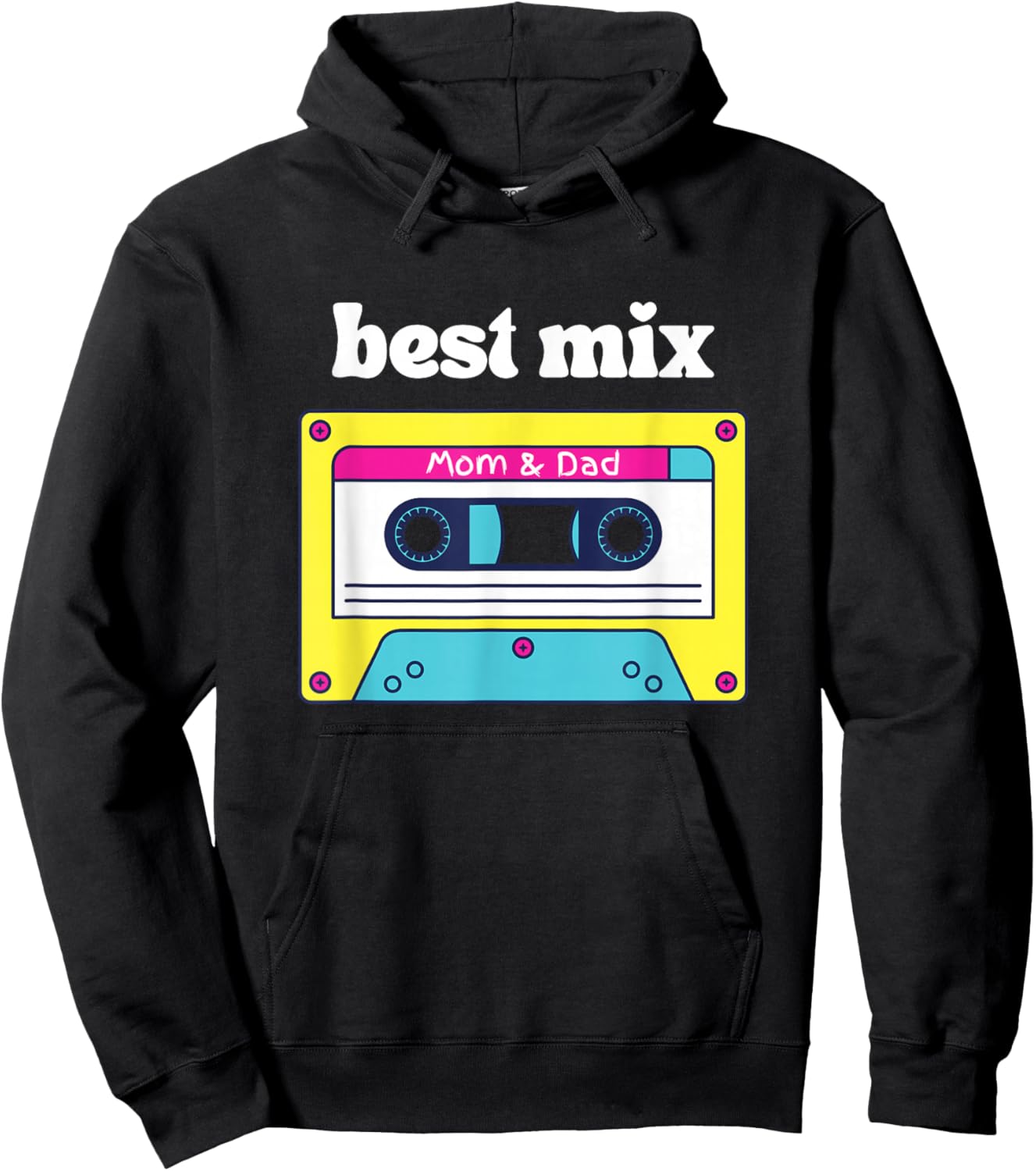 Best Mix Mom & Dad Retro Cassette Tape Baby Toddler Kids 80s Hoodie - Hoodie | Black