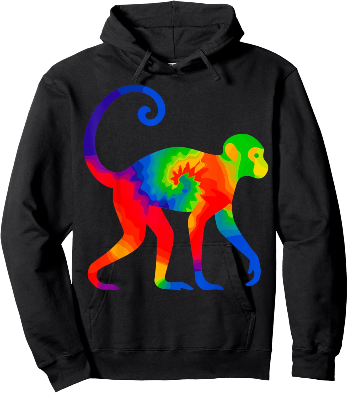 Tie-Dye Monkey Hoodie - Hoodie | Black