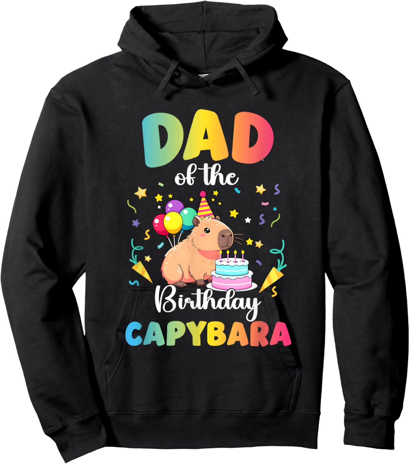 Dad of The Birthday Girl Capybara Bday Party Family Hoodie - Hoodie | Black