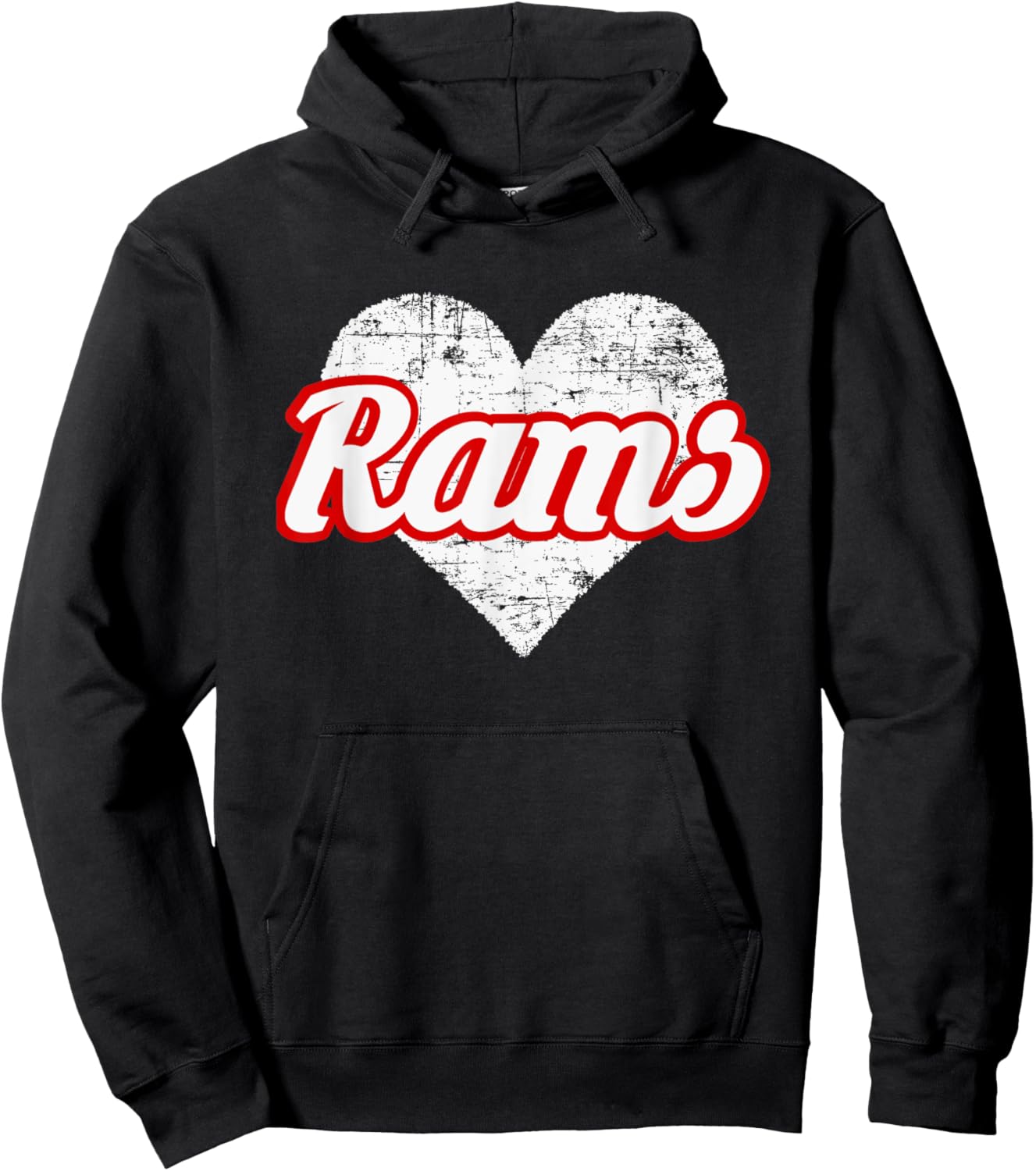 Edgewood Rams Over Heart Hoodie - Hoodie | Black