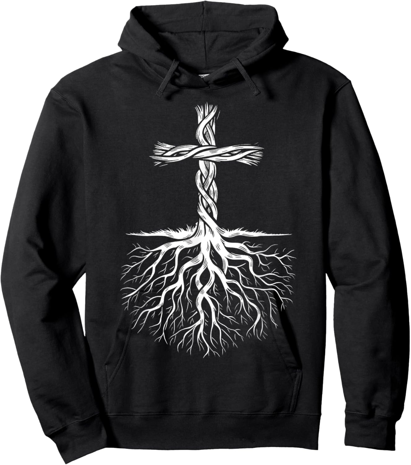 Religious Faith God Jesus Christ Tree Roots Christian Cross Hoodie - Hoodie | Black