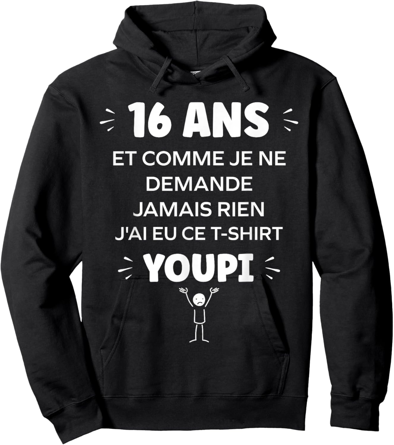 Funny Funny Birthday 16 Year Old Draw Idea Humor 16 Years Hoodie - Hoodie | Black