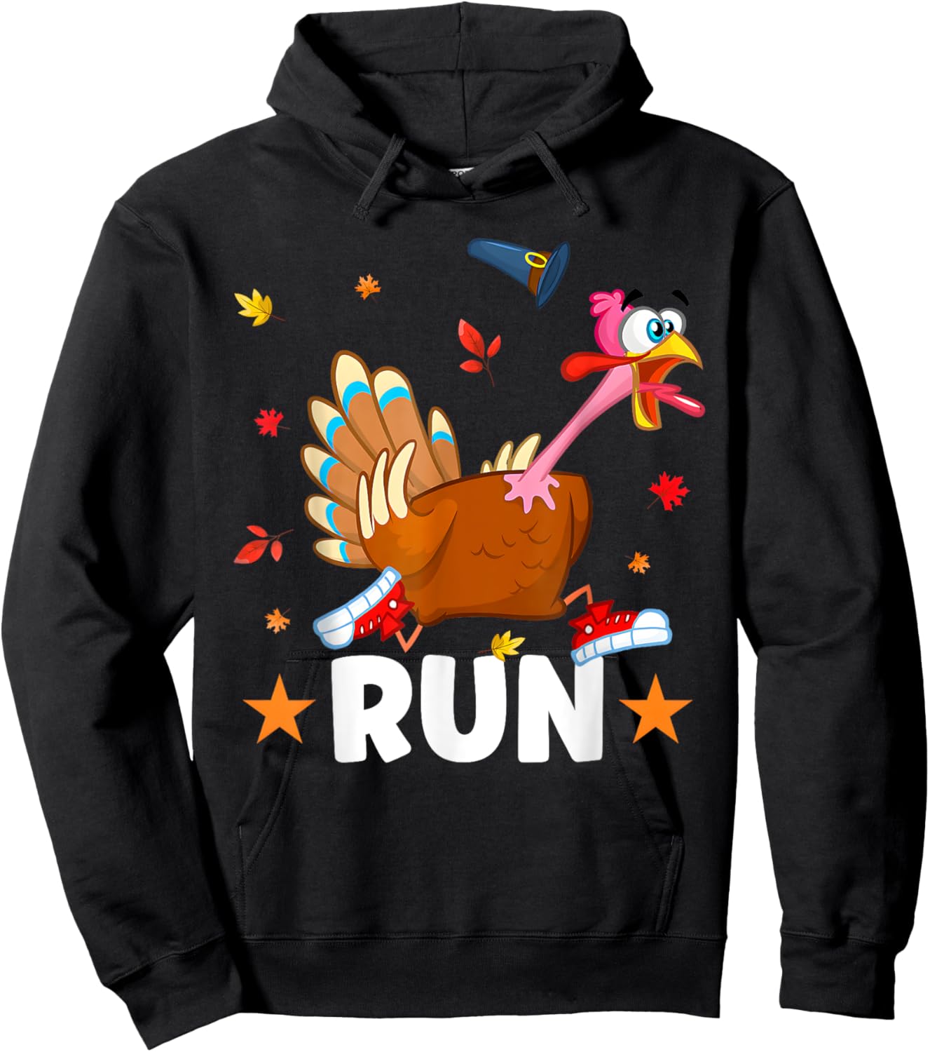 Turkey Run Costume Happy Thanksgiving Running Turkey Trot Hoodie - Hoodie | Black