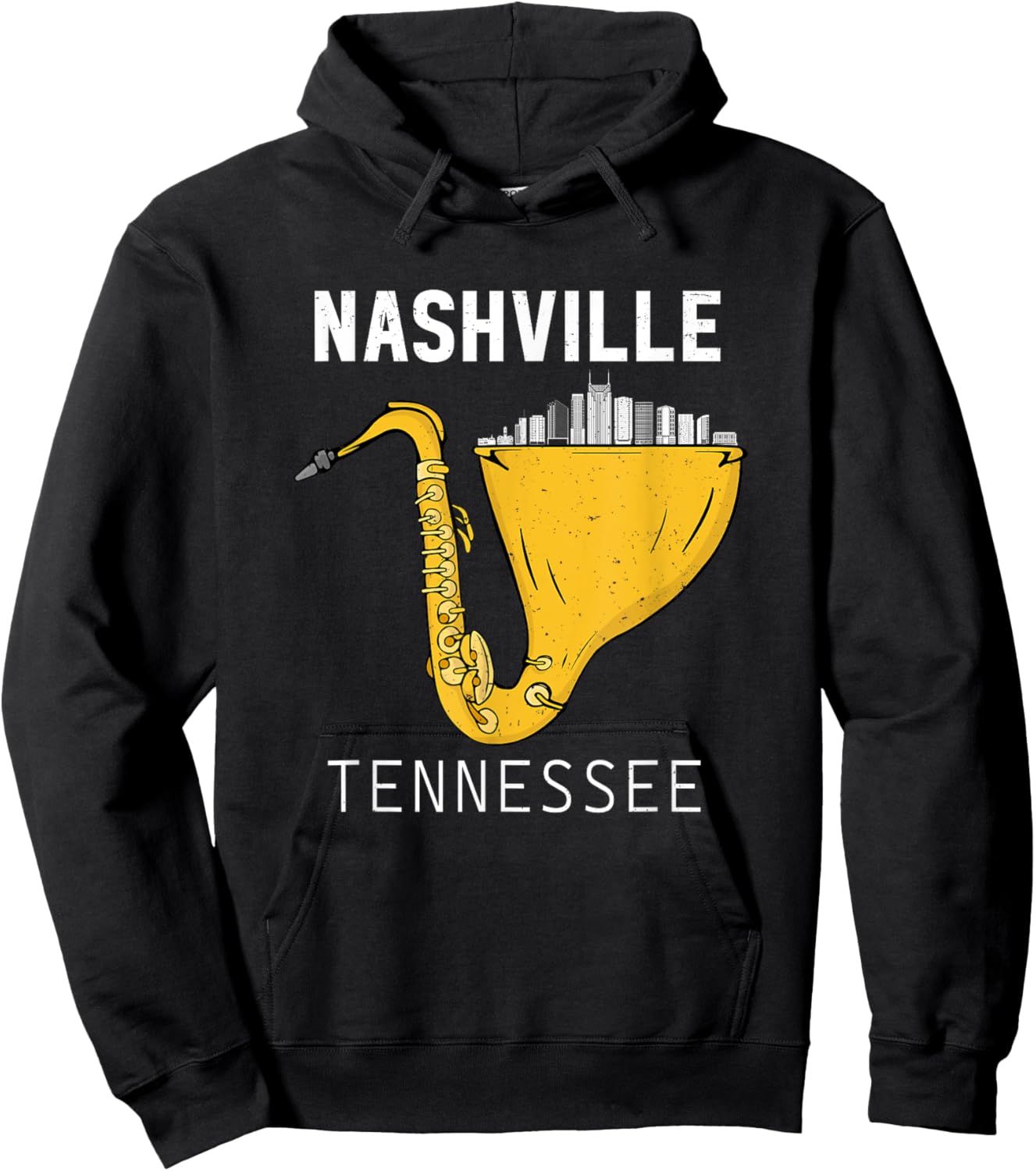 Nashville Tennessee Souvenir Saxophone Jazz Music City Hoodie - Hoodie | Black