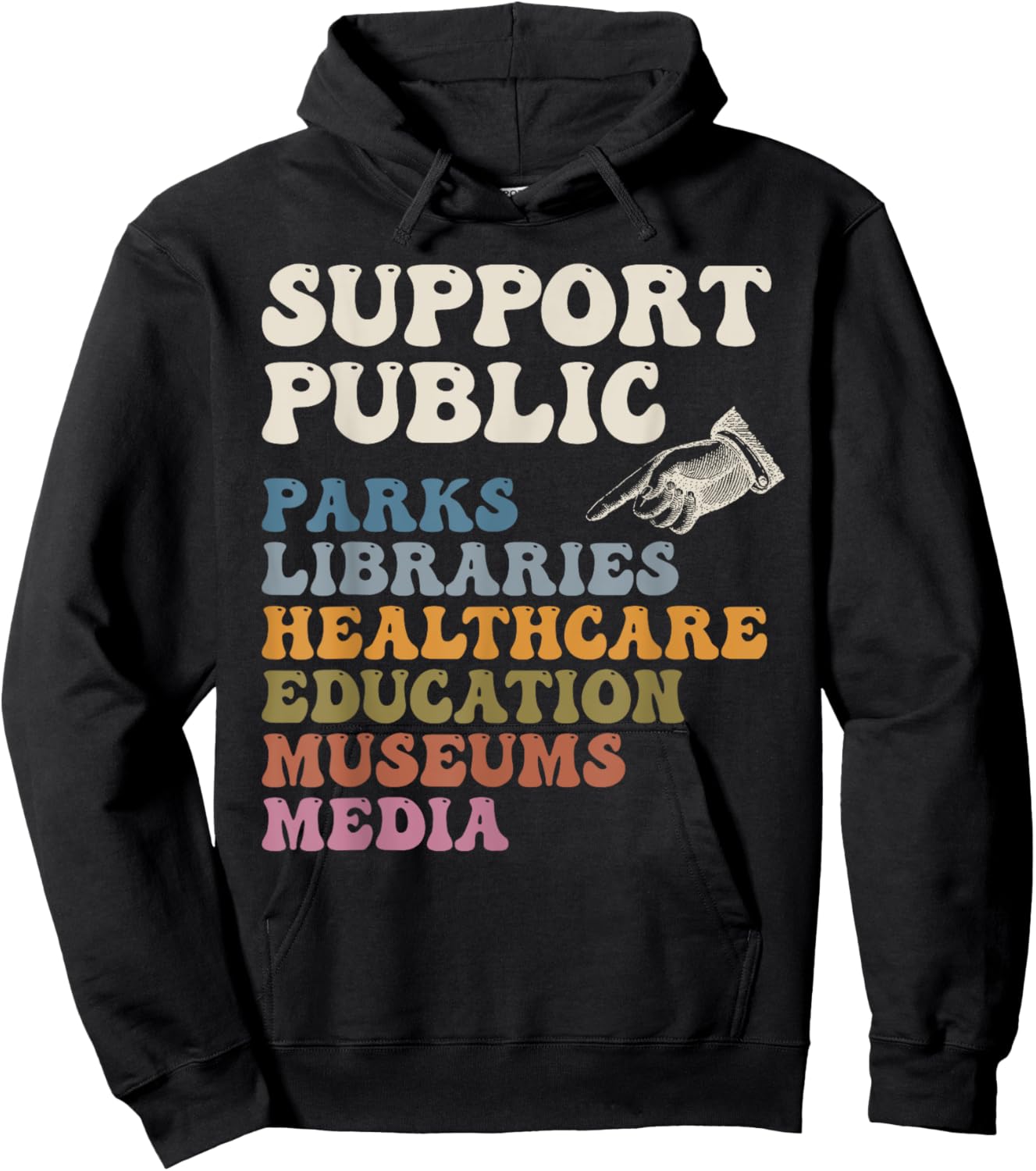 Support Public Parks Libraries Healthcare Education Museums Hoodie - Hoodie | Black