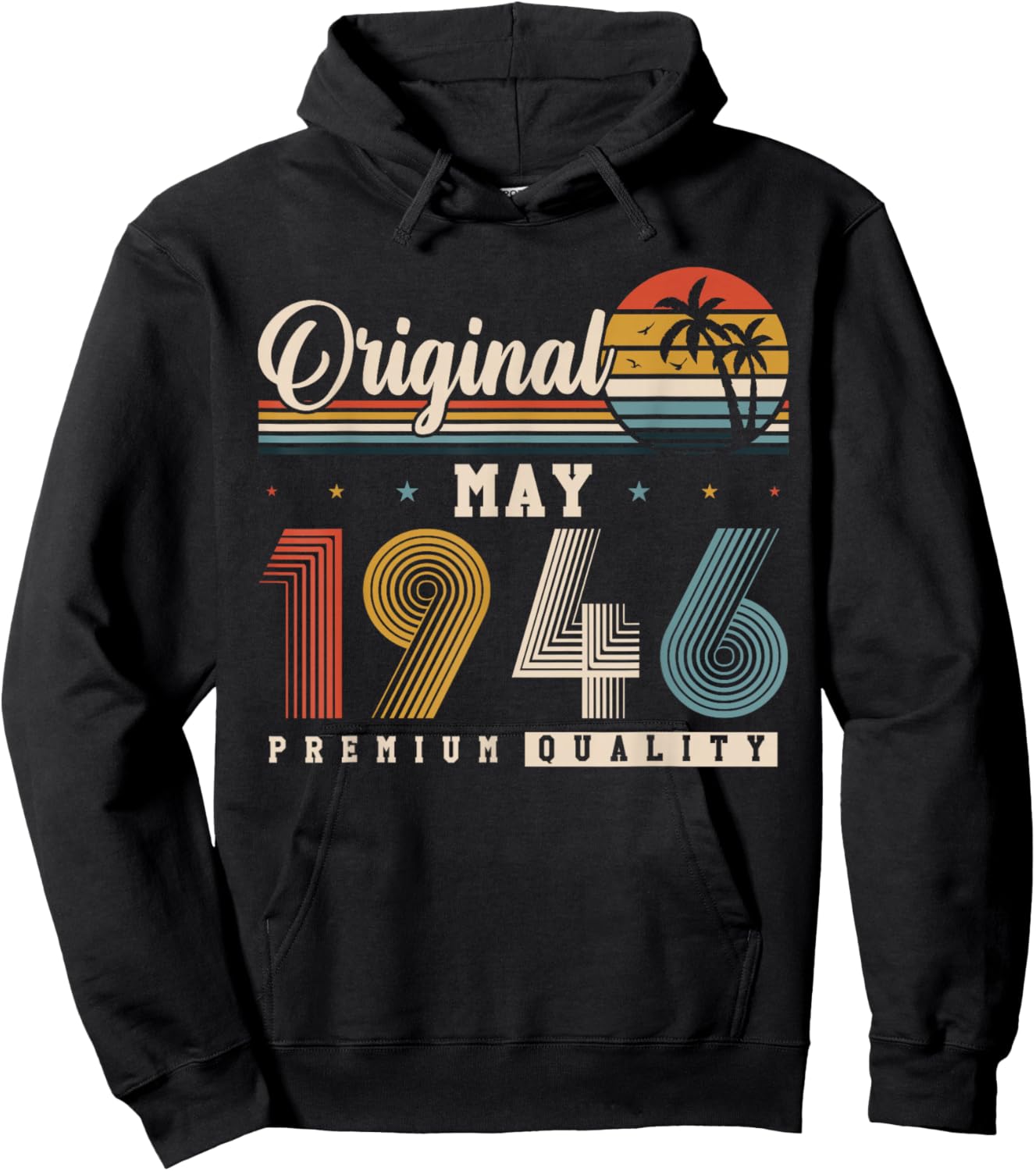Original Mai 1946 80 Ans Anniversaire Vintage Cadeau Hoodie - Hoodie | Black