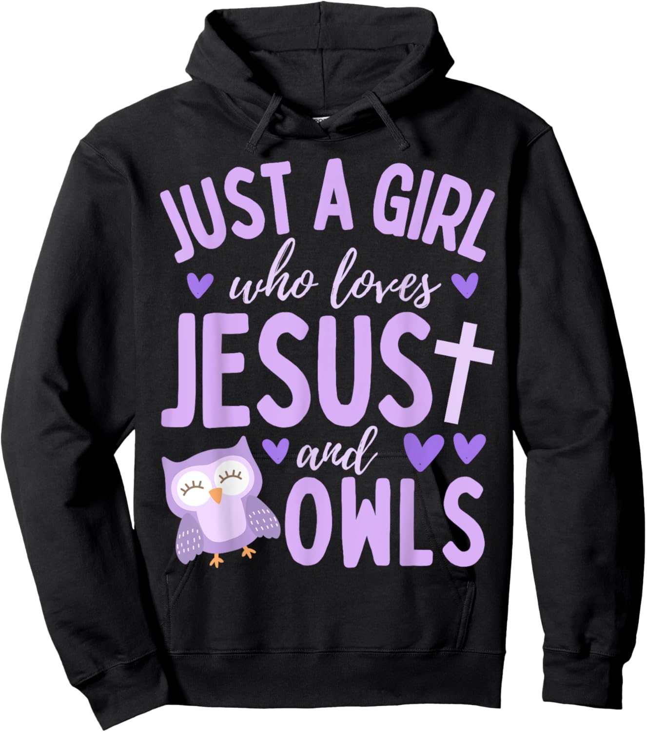 Just A Girl Who Loves Jesus and Owls Christian Funny Kawaii Hoodie - Hoodie | Black