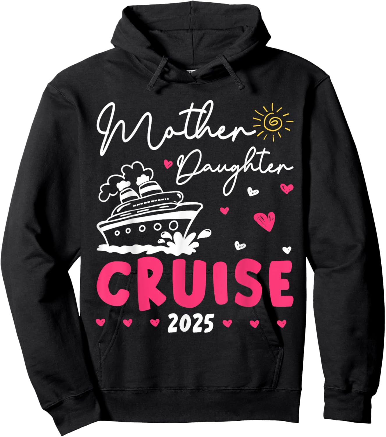 Mother Daughter Cruise 2025 Matching Mom Girl Cruise Travel Hoodie - Hoodie | Black