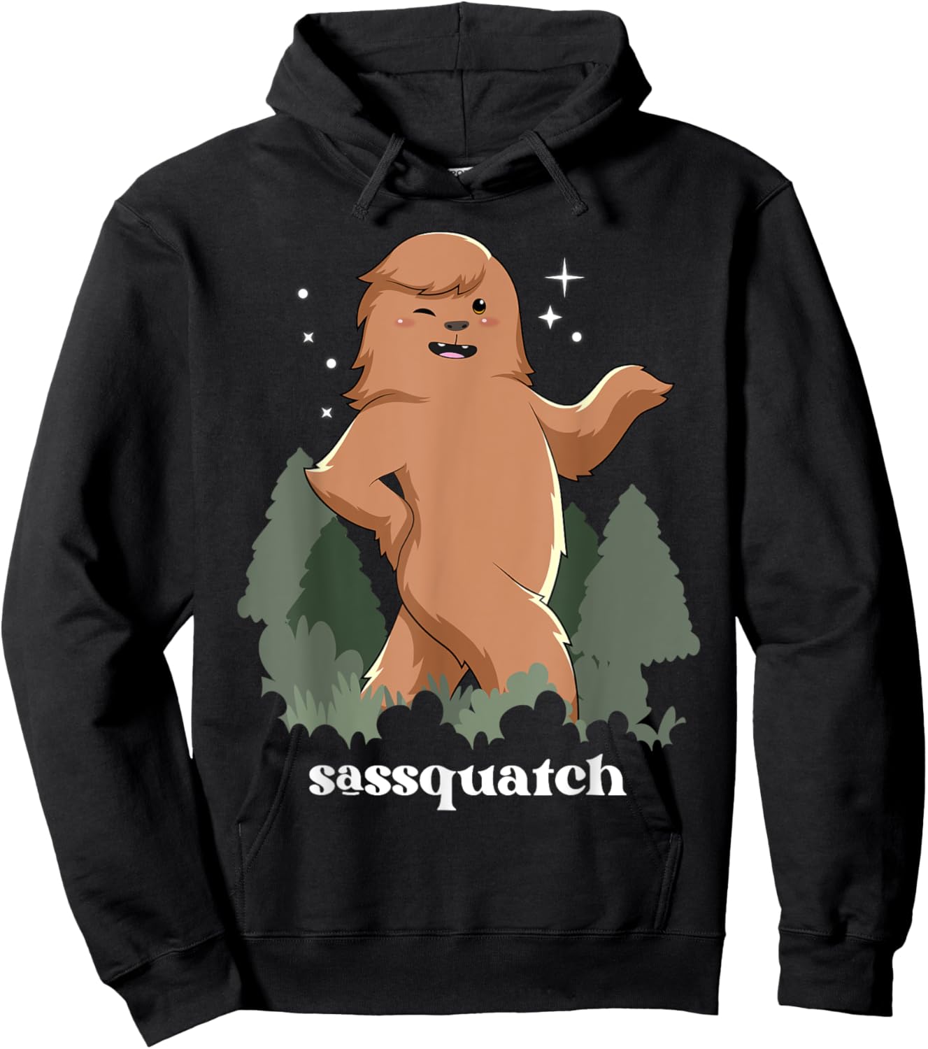 Sasquatch Shirt Sassy Bigfoot Sassquatch Cryptid Funny Hoodie - Hoodie | Black
