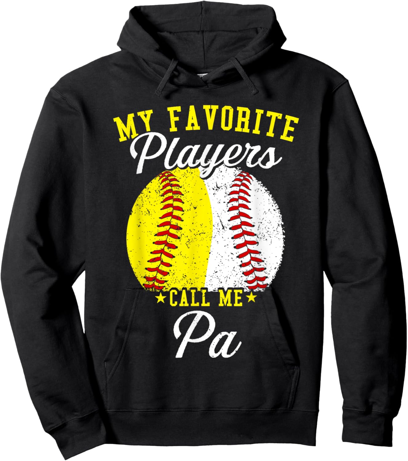 Funny My Favorite Baseball Softball Player Calls Me Pa Hoodie - Hoodie | Black