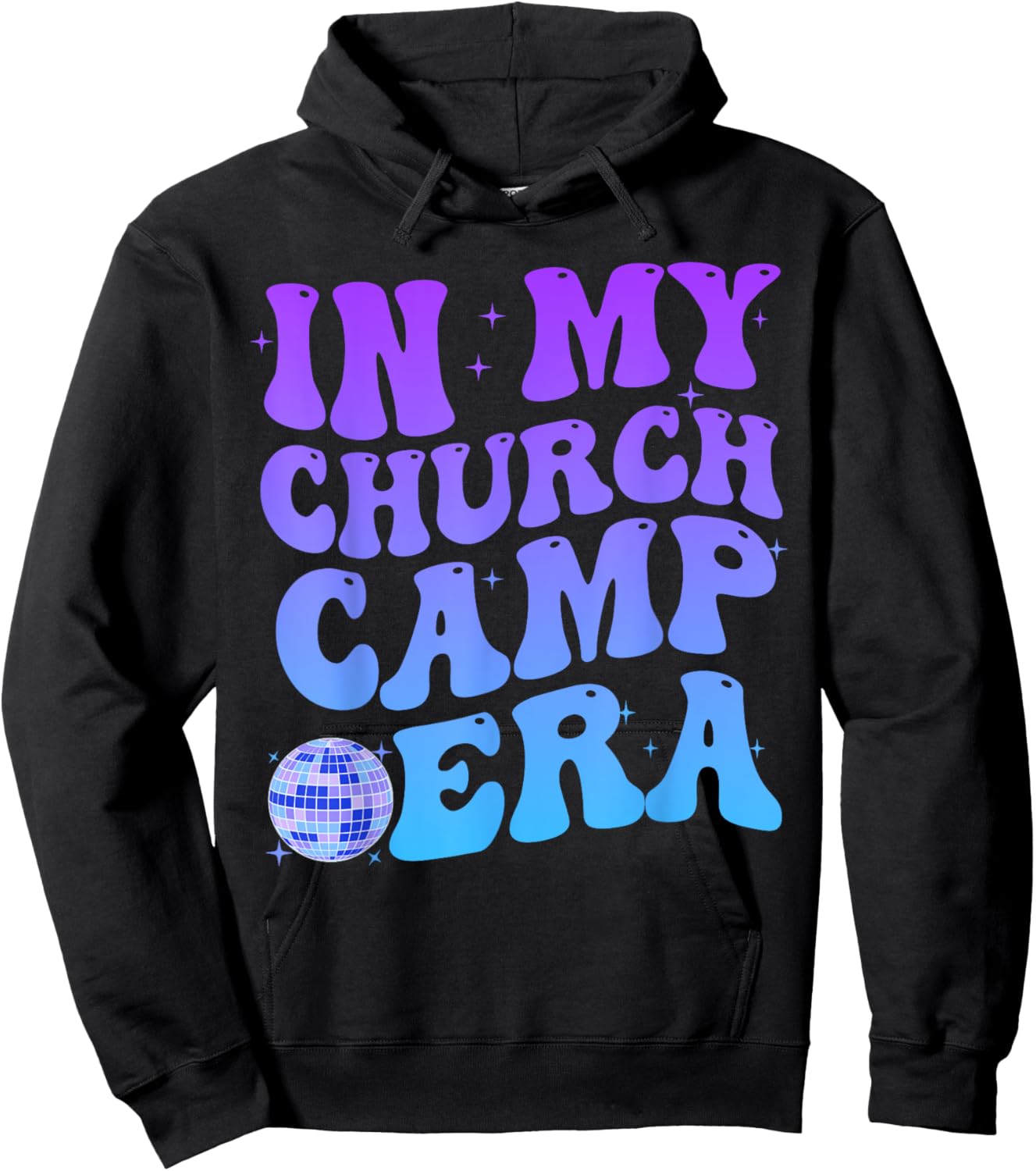 In My Church Camp Era Funny Groovy Summer Camping Hoodie - Hoodie | Black