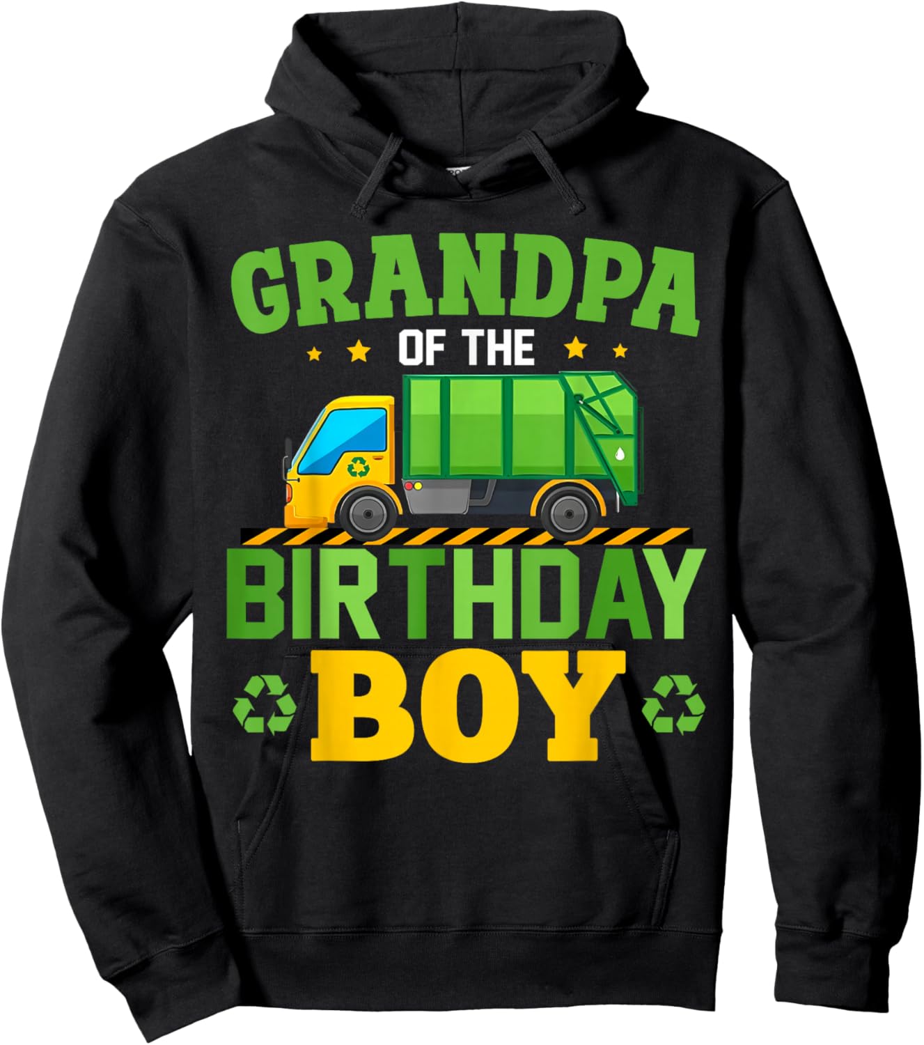 Grandpa of The Birthday Boy Recycling Truck Birthday Family Hoodie - Hoodie | Black