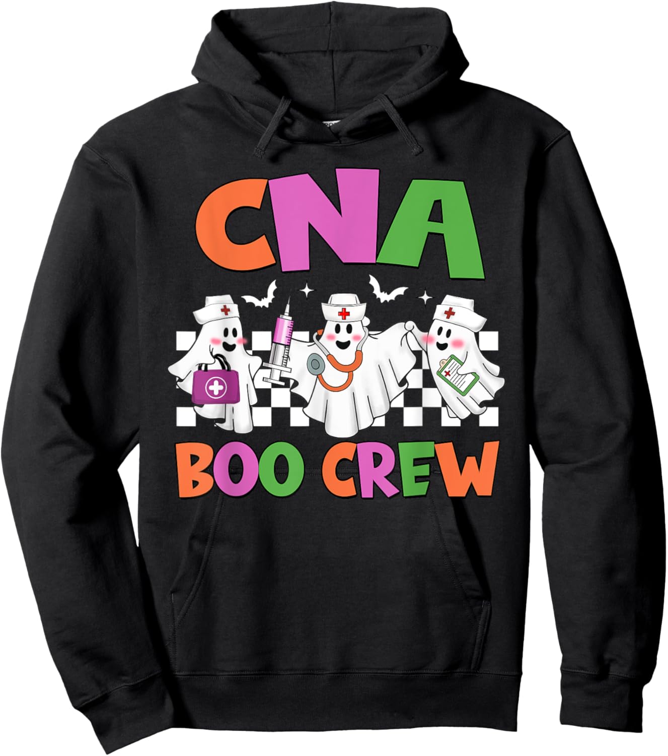 Retro CNA Boo Crew Nurse Funny Halloween Costumes Hoodie - Hoodie | Black