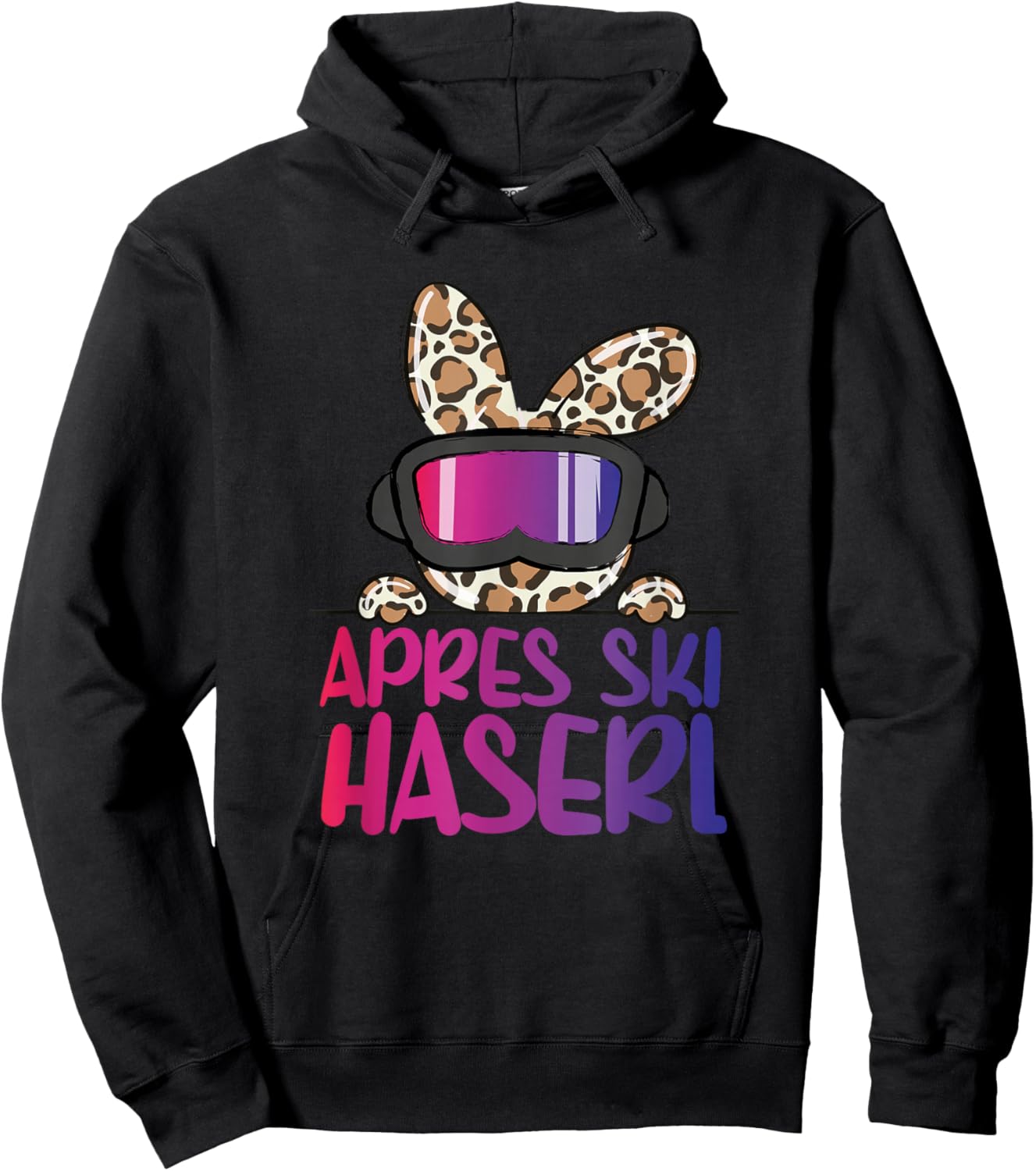 apreski Haserl, Skier Apresskiparty Leoprint Hoodie - Hoodie | Black