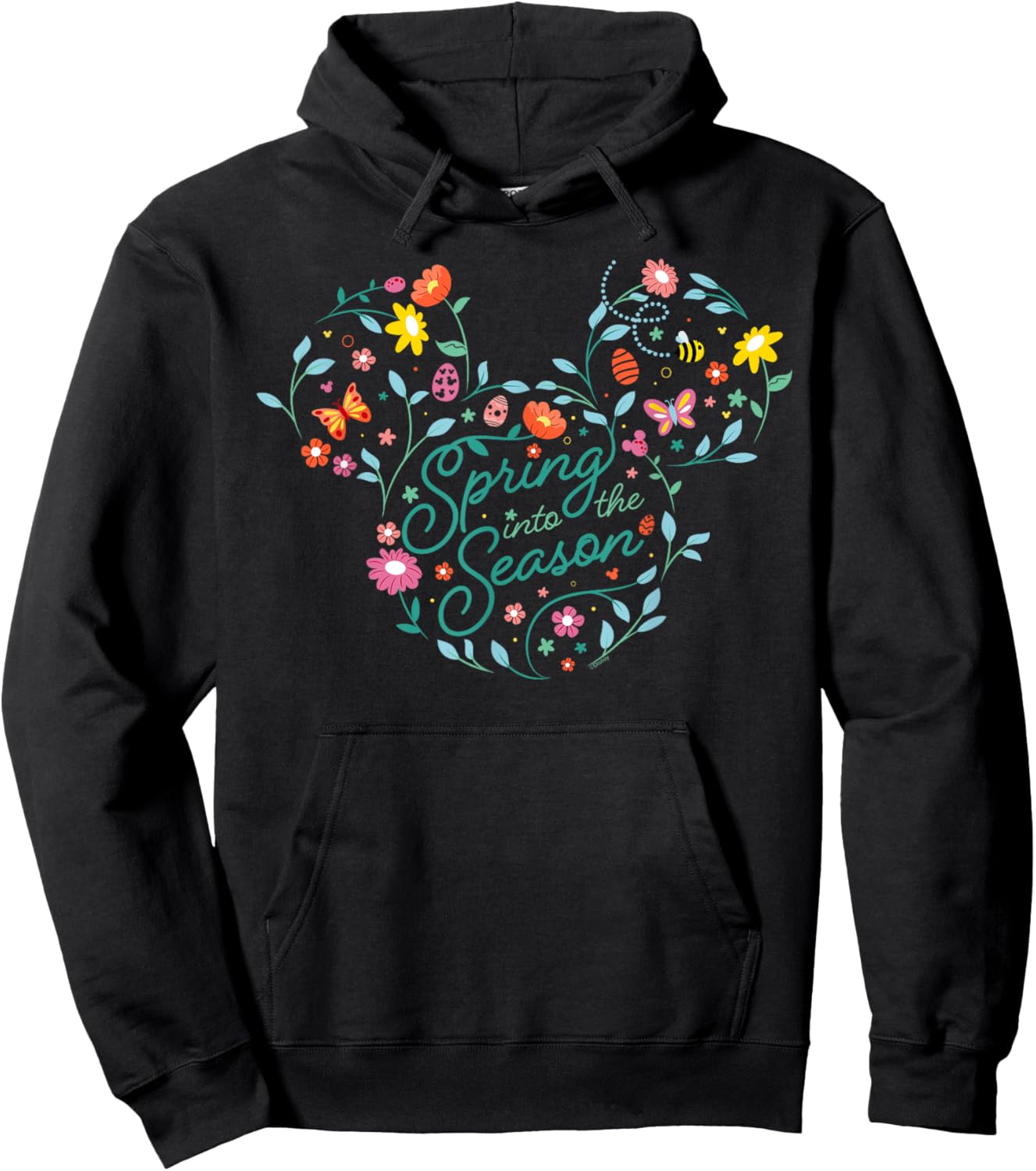 Disney Mickey Mouse Spring Into The Season Flower Icon Hoodie - Hoodie | Black