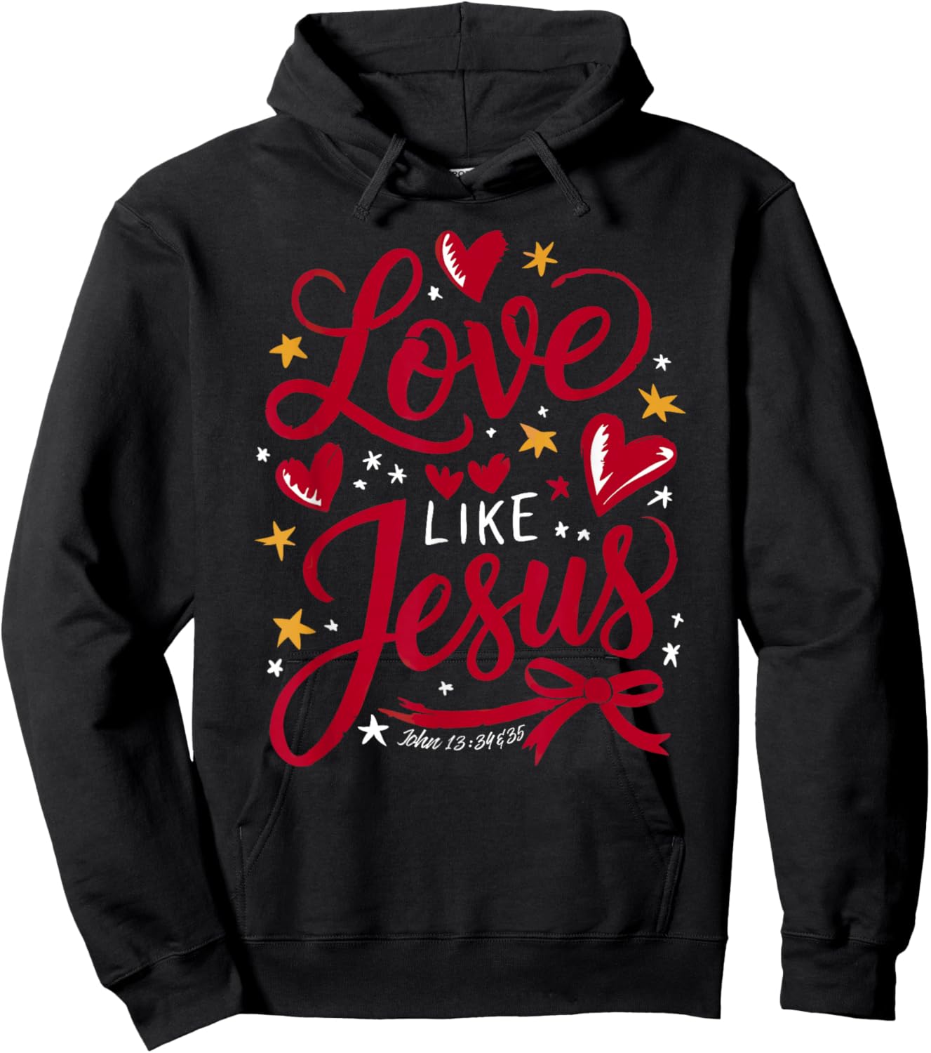 John 13:34-35 - Love Like Jesus with Ribbons Hoodie - Hoodie | Black
