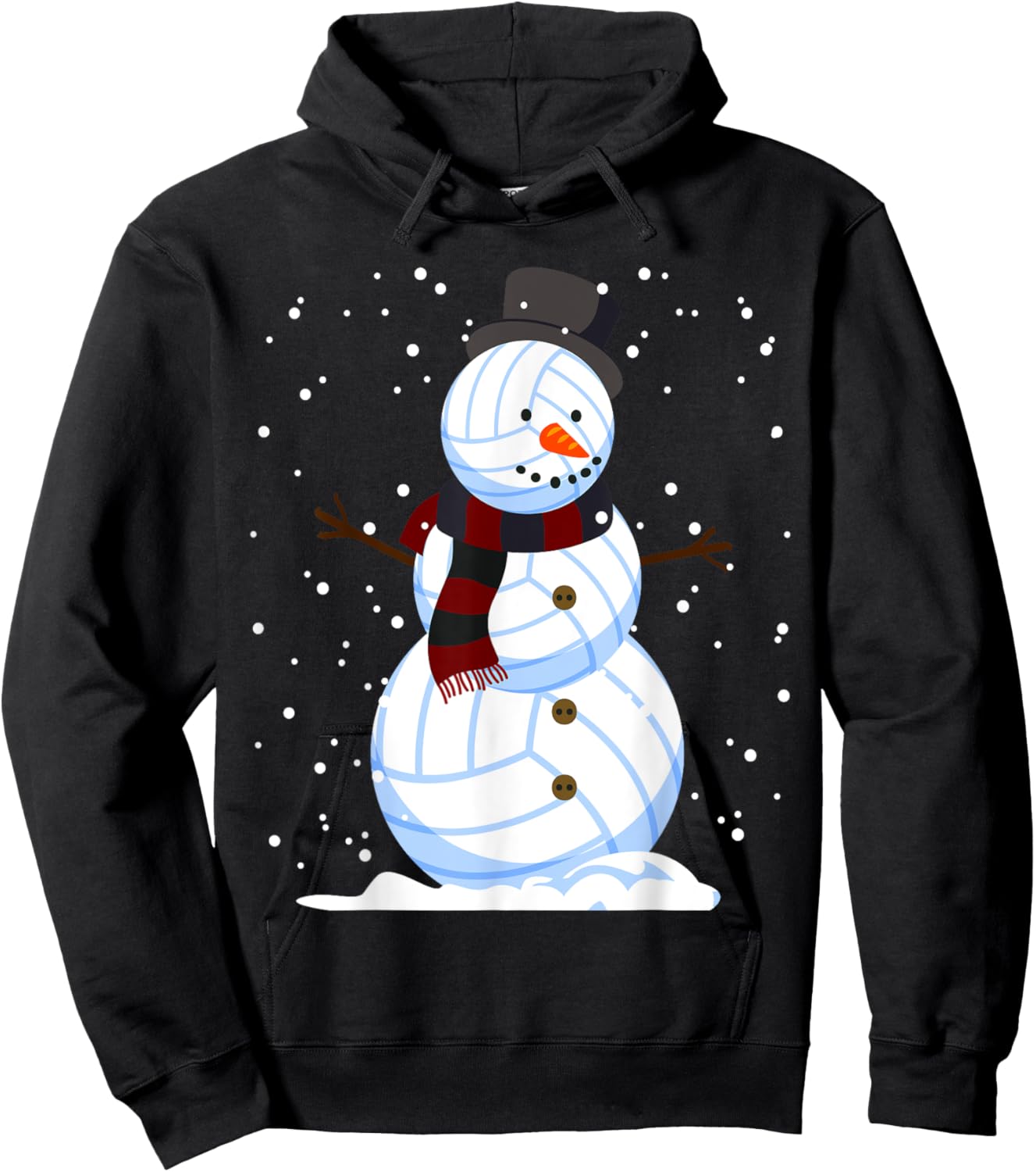 Volleyball Snowman Christmas Design For Player Boys Girls Hoodie - Hoodie | Black