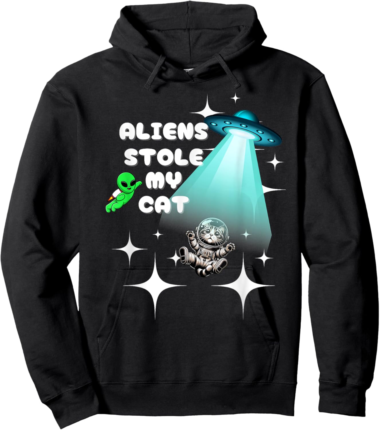 Aliens Stole My Cat Hoodie - Hoodie | Black