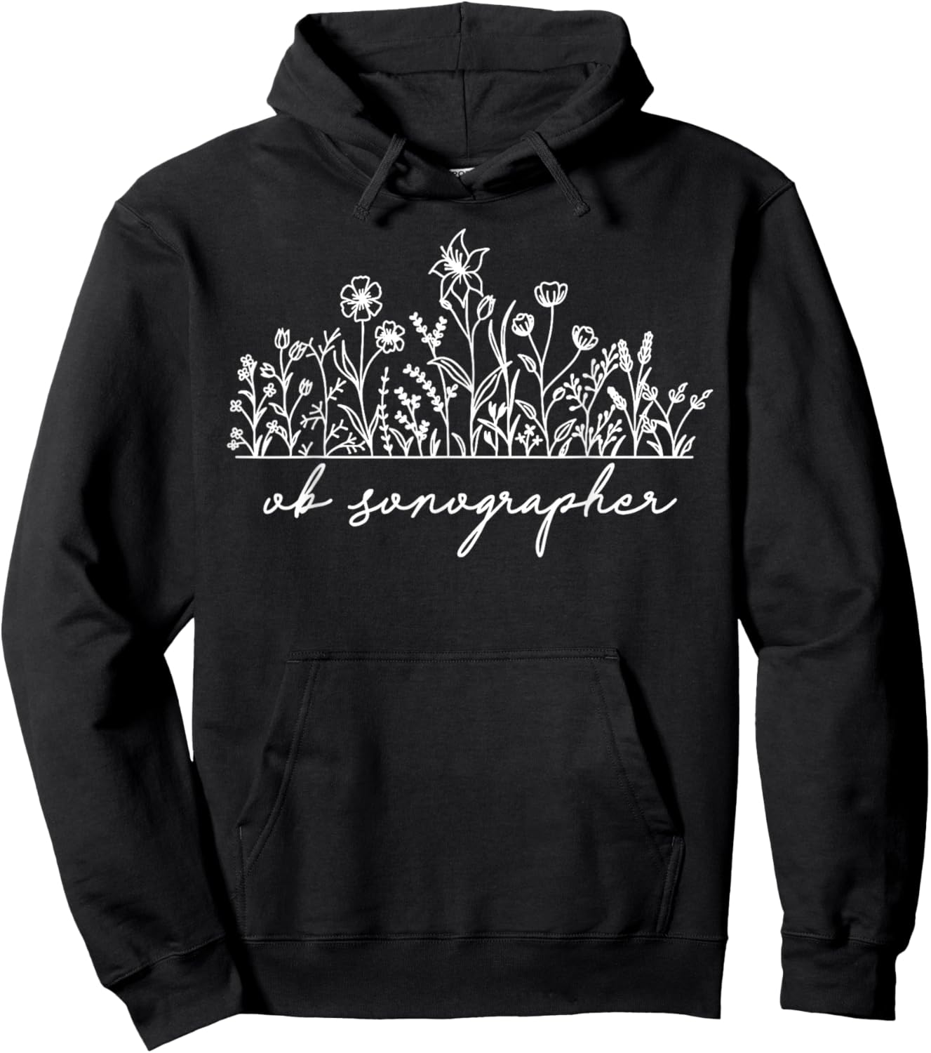 Wildflower OB Sonographer Sonography Ultrasound Tech Cardiac Hoodie - Hoodie | Black