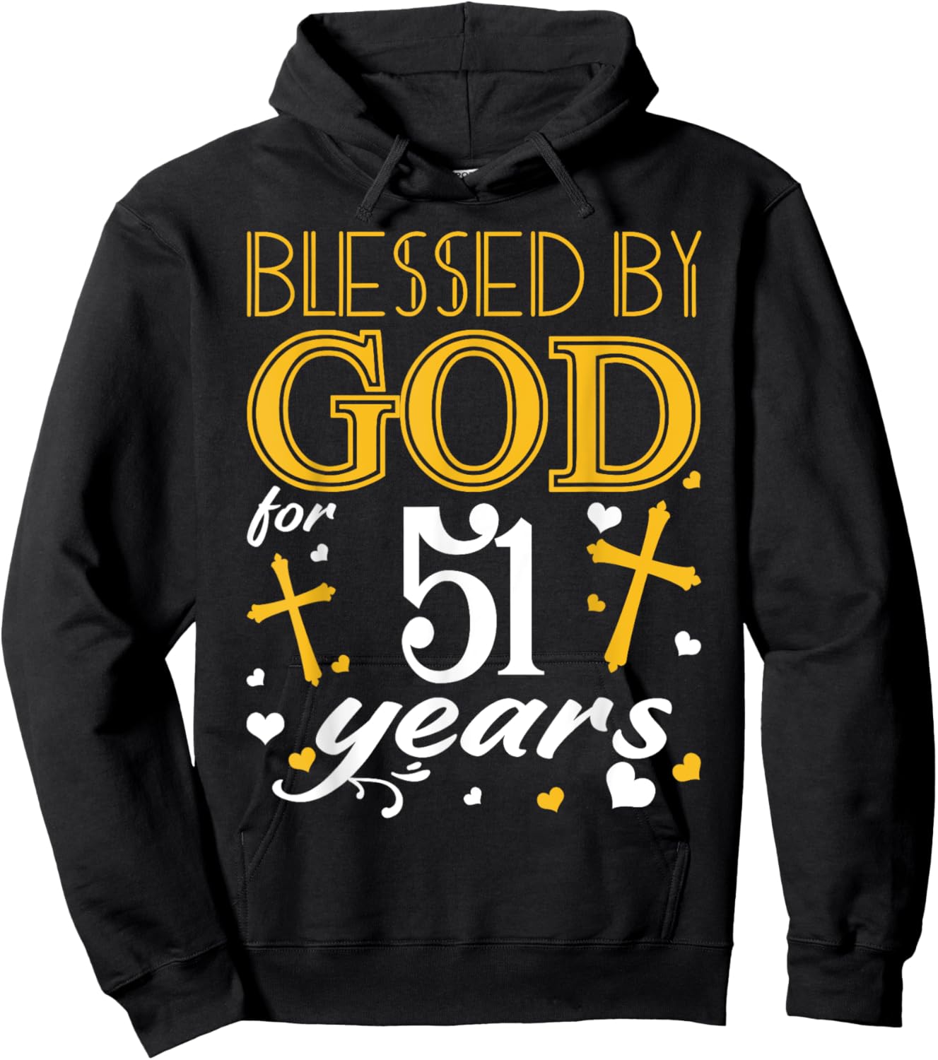 Vintage Blessed By God For 51 Years Happy 51st Birthday Hoodie - Hoodie | Black