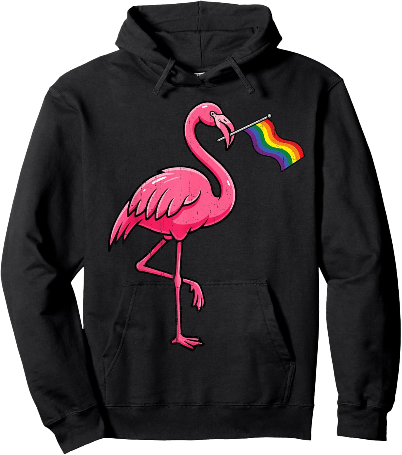 Gay Pride Flamingo Rainbow Flag LGBTQ Ally LGBT Women Girls Hoodie - Hoodie | Black