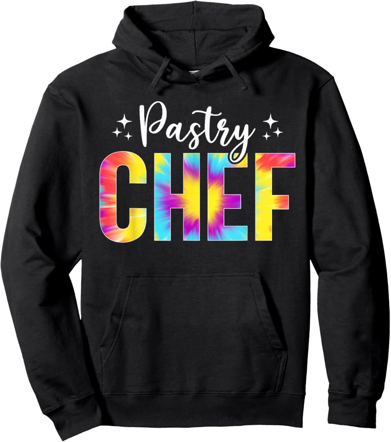 Tie Dye Pastry Chef , Men & Chefs - Black, Small, Short Sleeve, Classic Fit, Cotton 65%, Polyester 35% Hoodie - Hoodie | Black