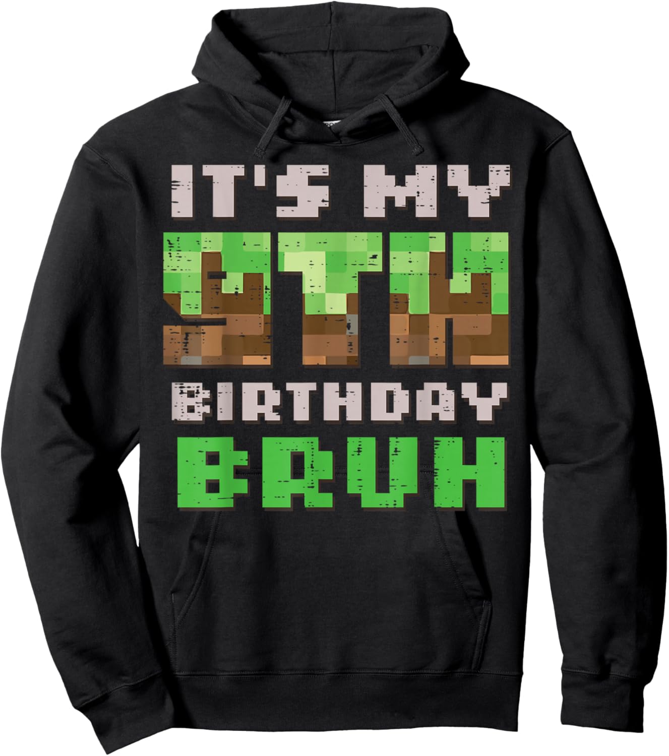 It's My 9th Birthday Bruh Pixel Gamer 9 Bday Gaming Boys Kids Hoodie - Hoodie | Black