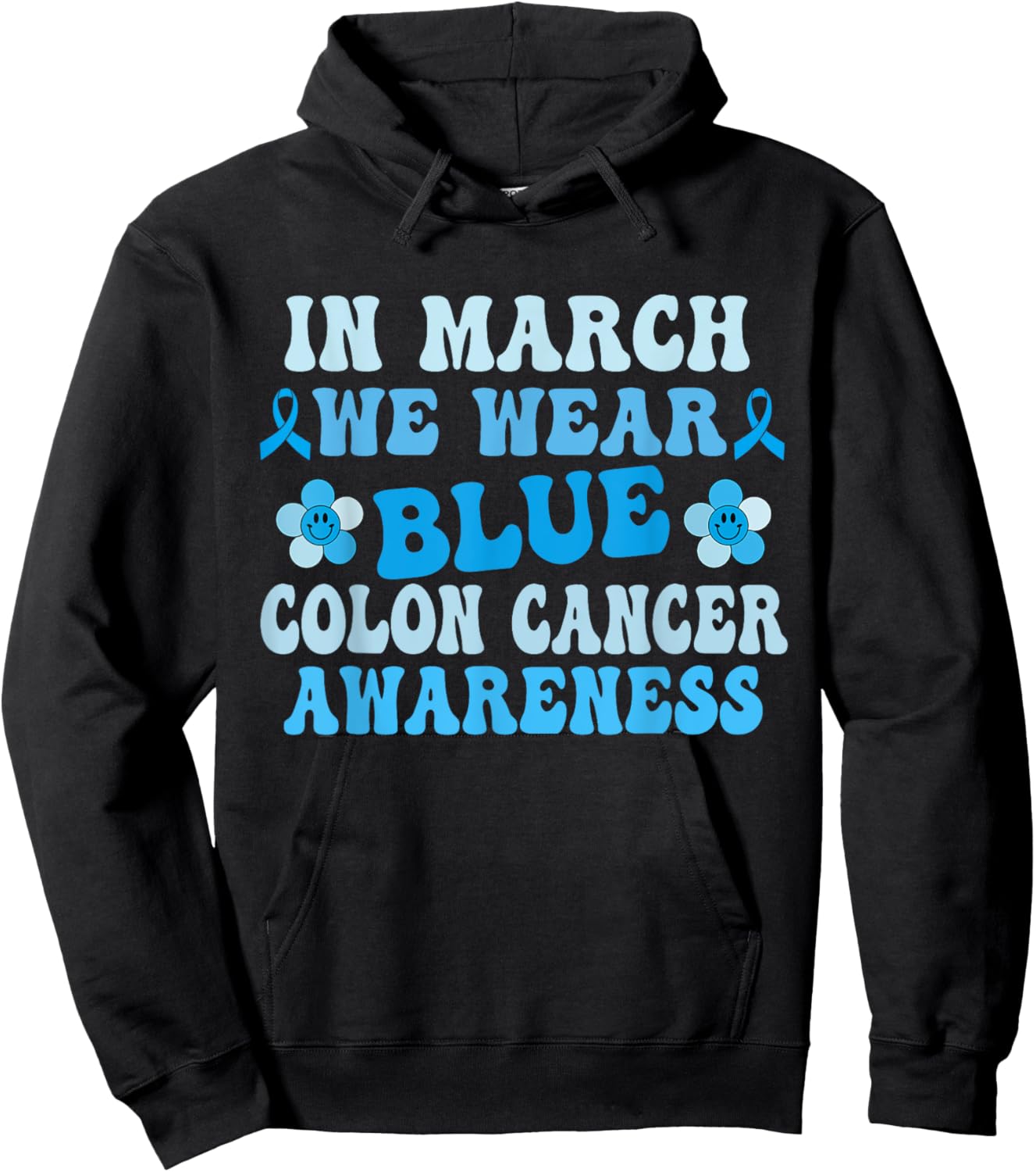En mars, nous portons du bleu pour la sensibilisation au cancer du côlon Blue Groovy Hoodie - Hoodie | Black
