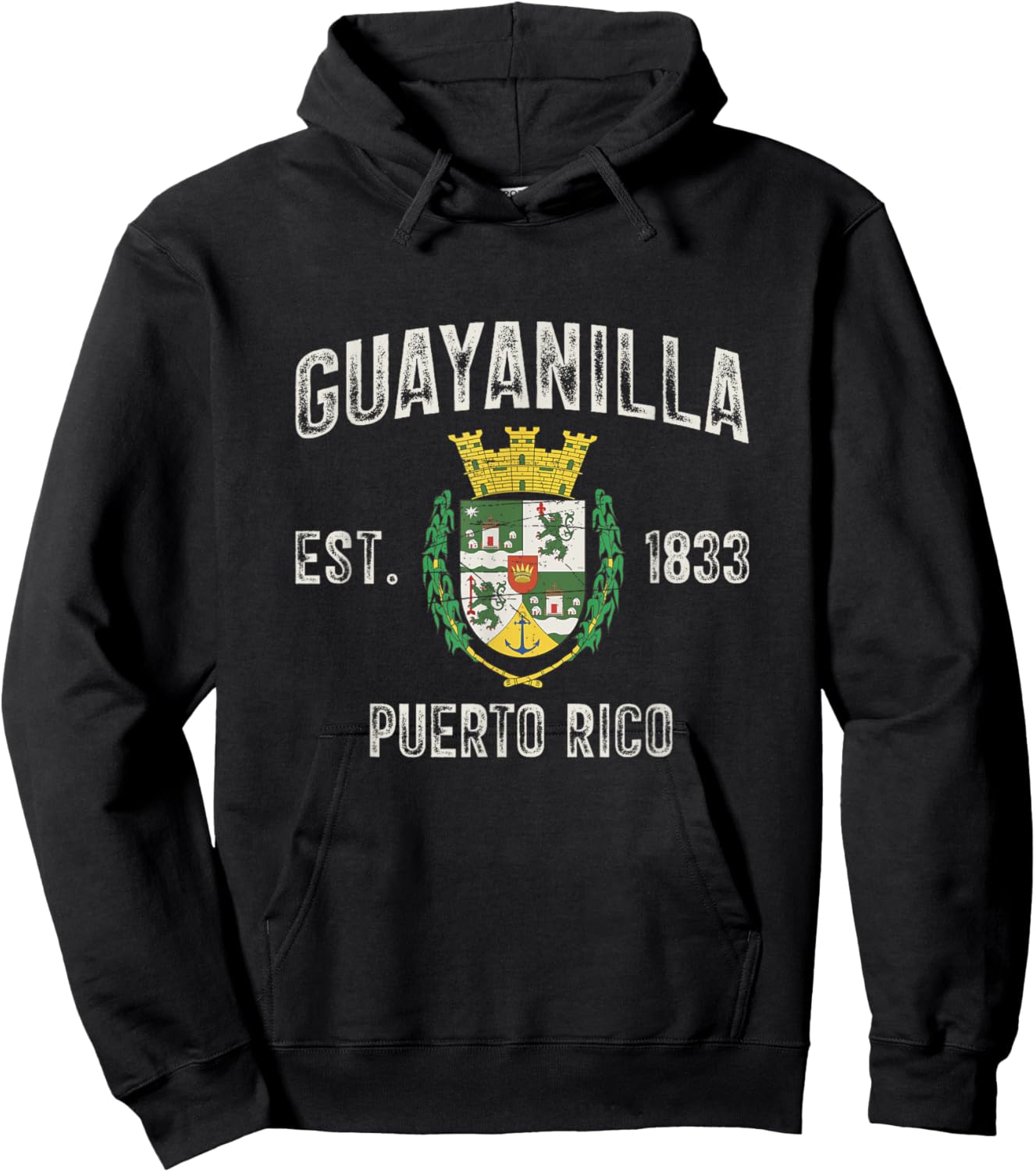 Guayanilla City In Puerto Rico Est 1833, Guayanilla Armorial Hoodie - Hoodie | Black