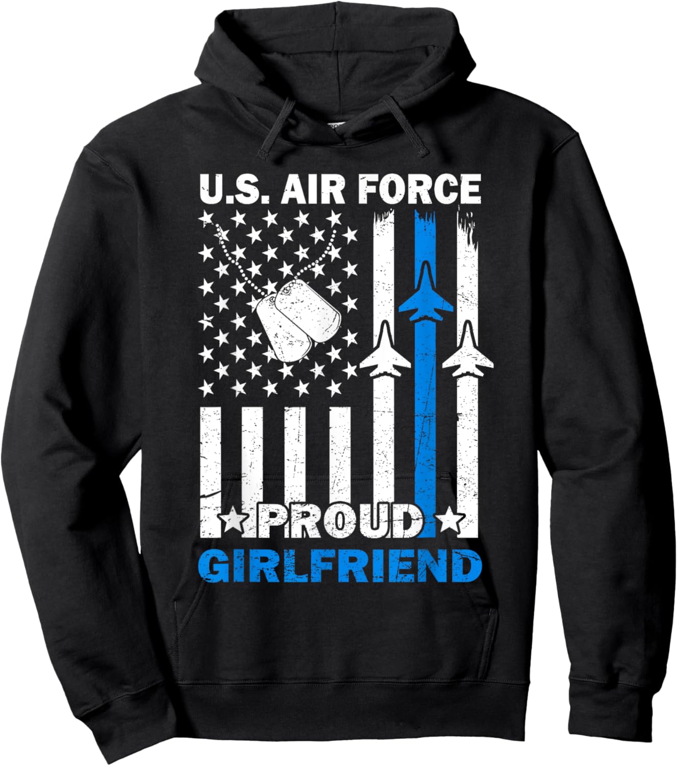 US Air Force USAF Veteran Proud Girlfriend Family Matching Hoodie - Hoodie | Black