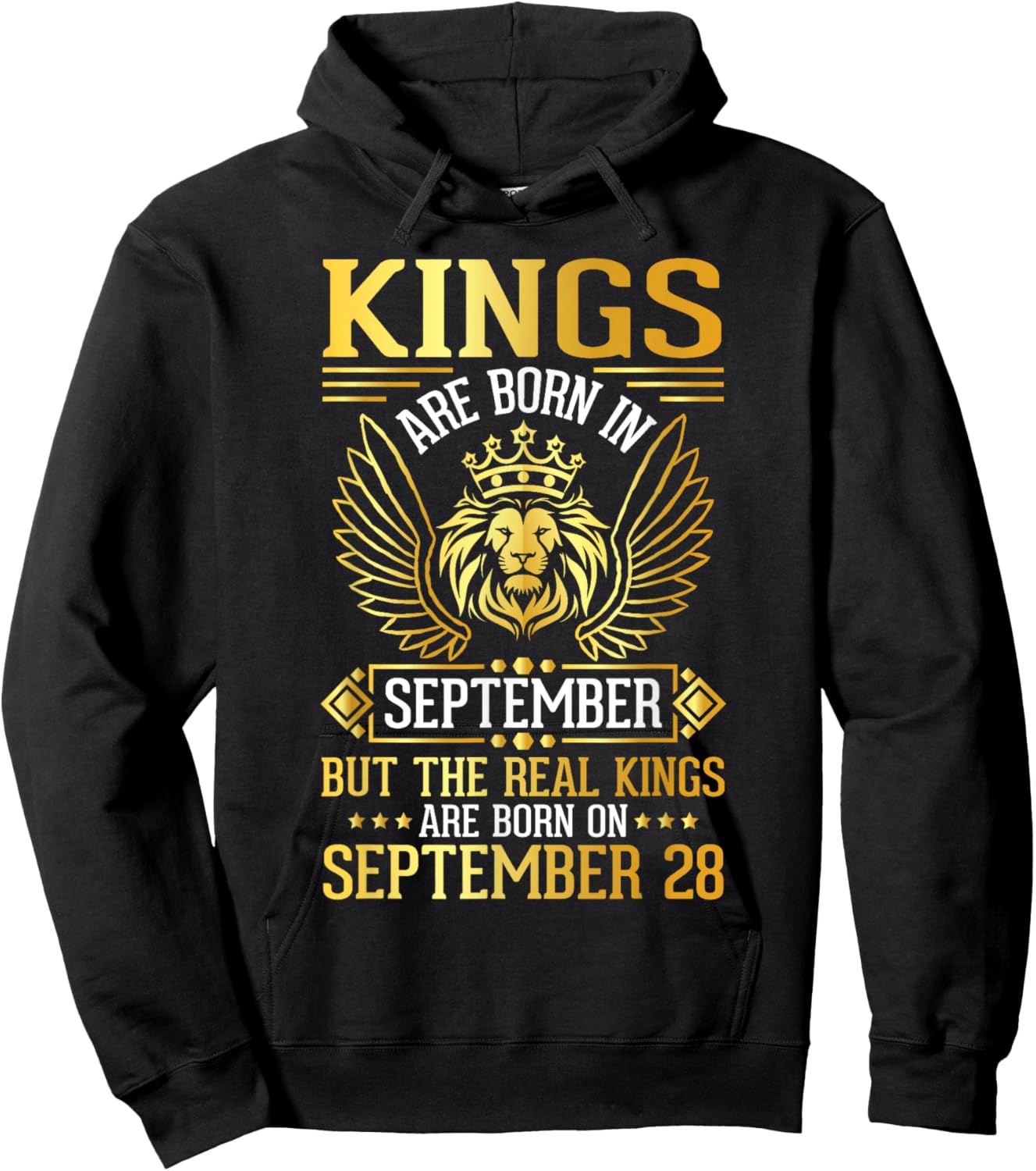 Kings Are Born In Sept Real Kings Are Born On September 28 Hoodie - Hoodie | Black