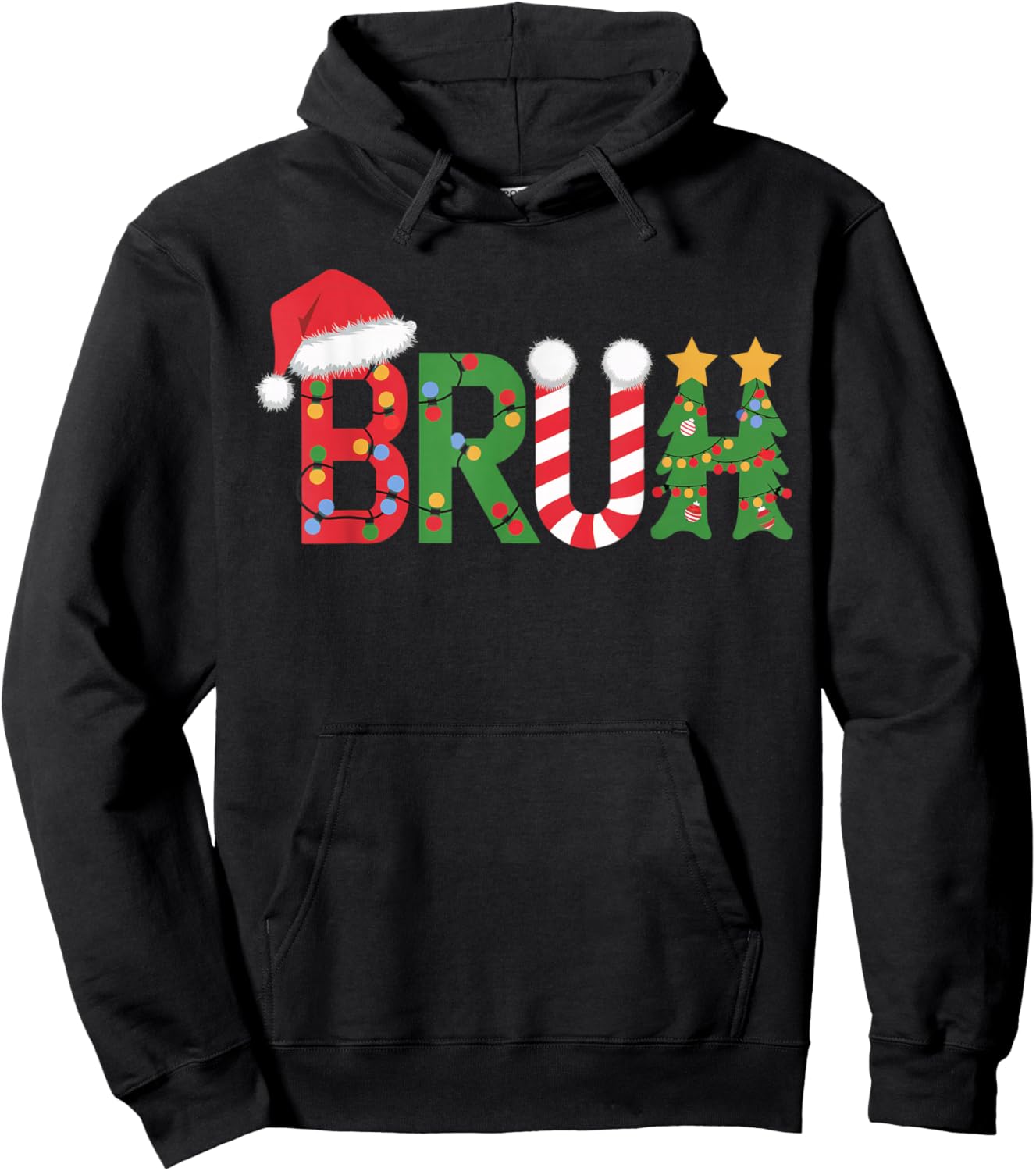 Christmas Shirts for Kids Boys Bruh Funny Christmas Women Hoodie - Hoodie | Black
