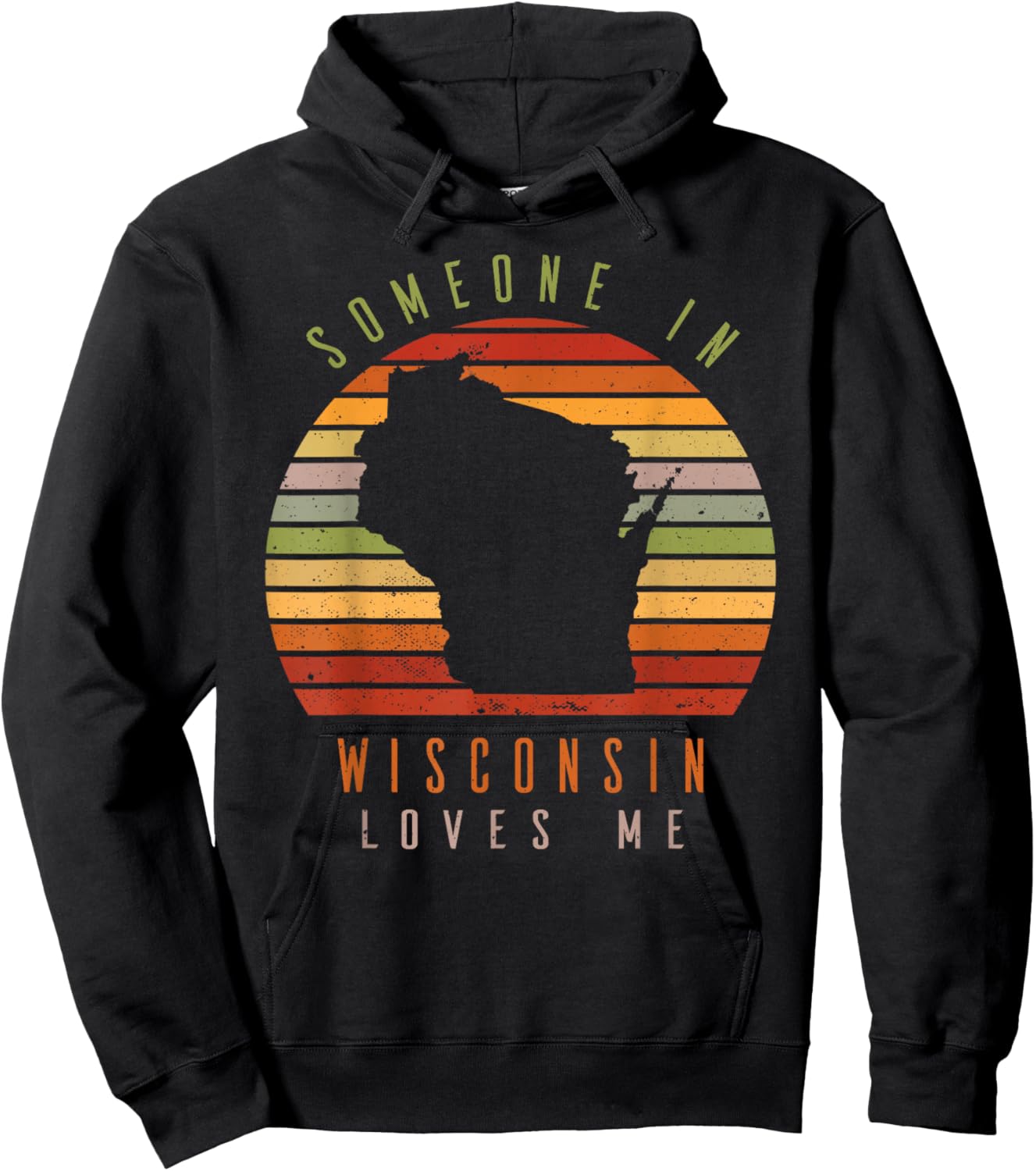 Someone In Wisconsin Loves Me Vintage State Retro Hoodie - Hoodie | Black