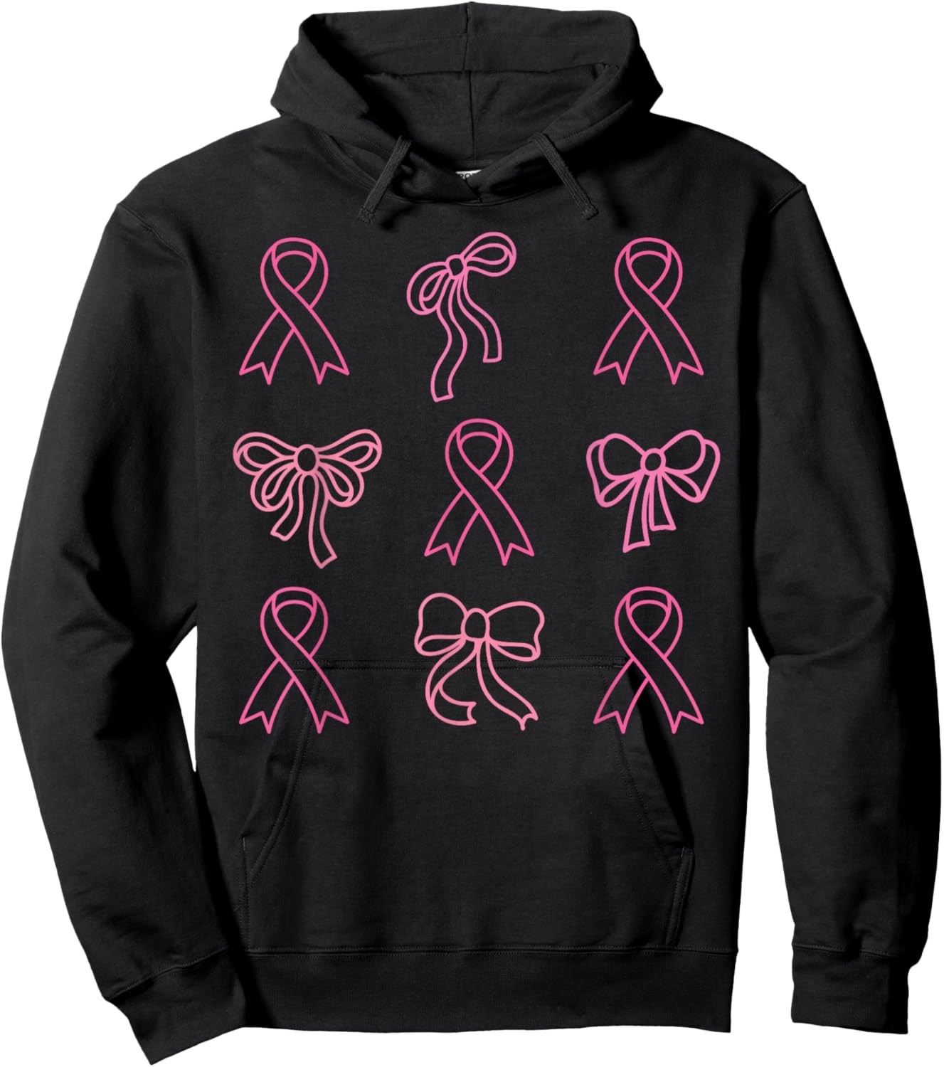 Breast Cancer Awareness Pink Coquette Bow Warrior Hoodie - Hoodie | Black