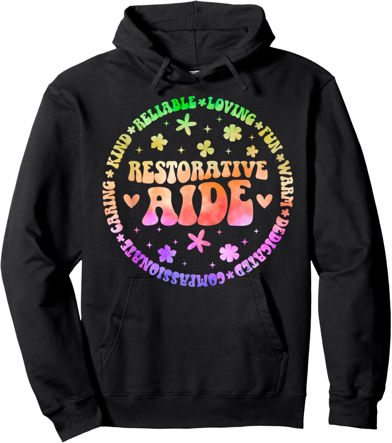 Groovy Restorative Aide Appreciation Circle Restorative Aide Hoodie - Hoodie | Black