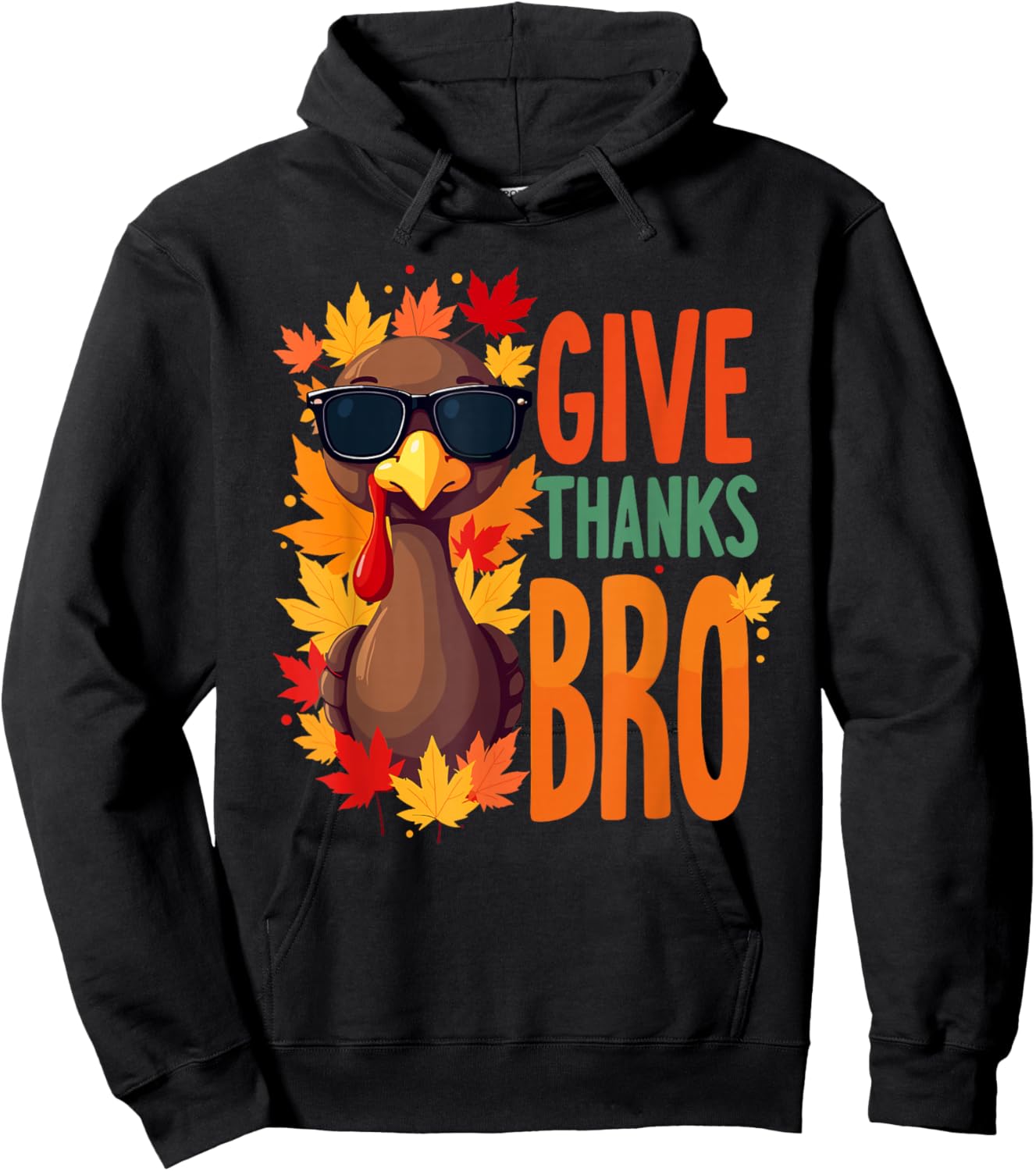 Give Thanks Bro Cute Turkey Toddler Thankful Thanksgiving Hoodie - Hoodie | Black