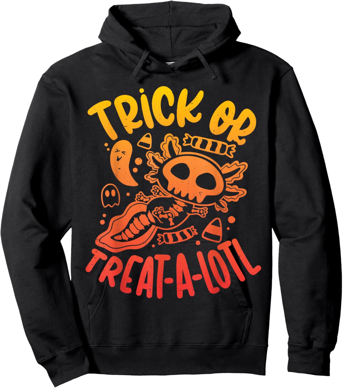 Trick or Treat A Lotl Skeleton Axolotl Halloween Costume Hoodie - Hoodie | Black
