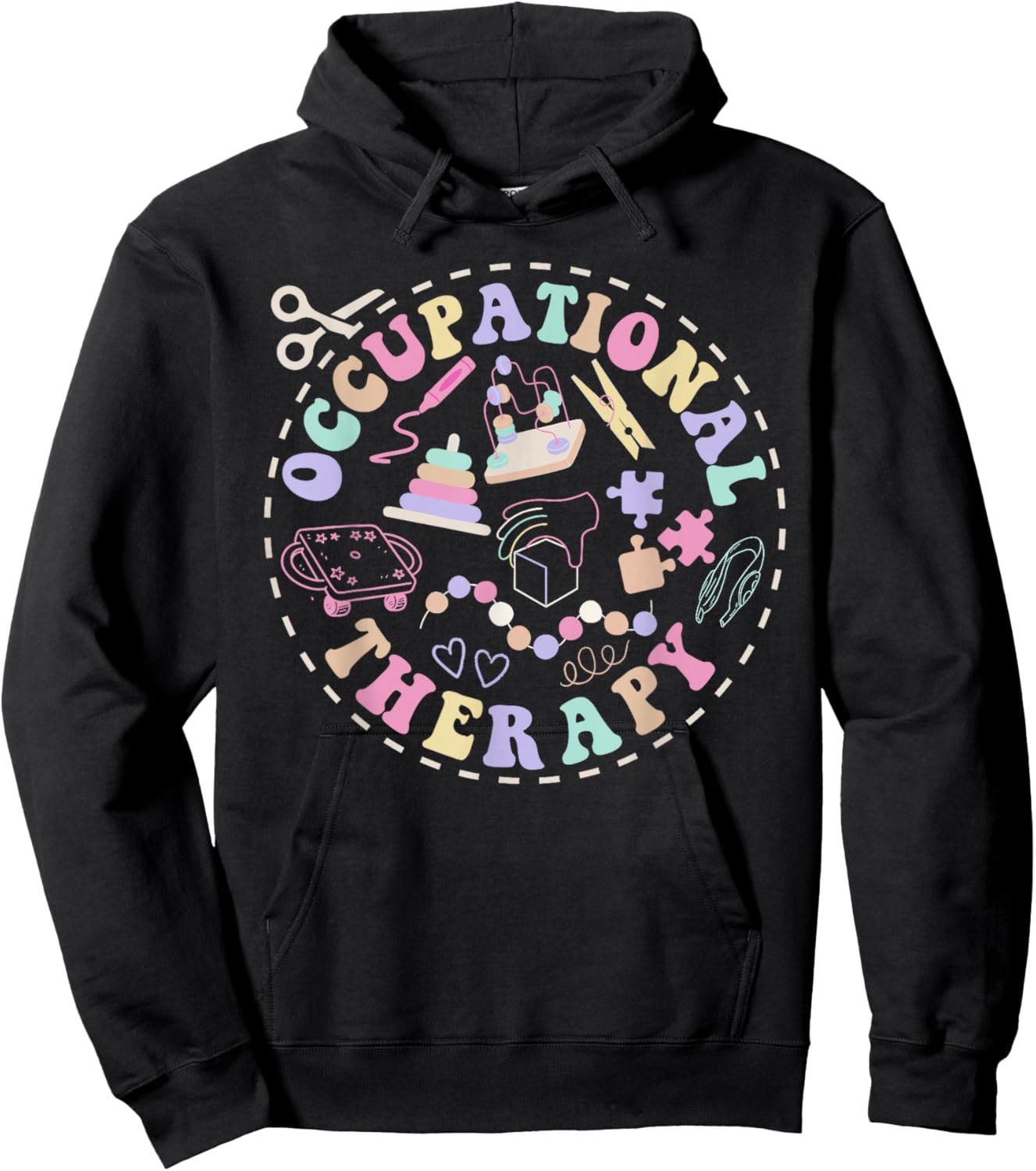 Preppy Retro Occupational Therapy Therapist OT COTA Gift Hoodie - Hoodie | Black