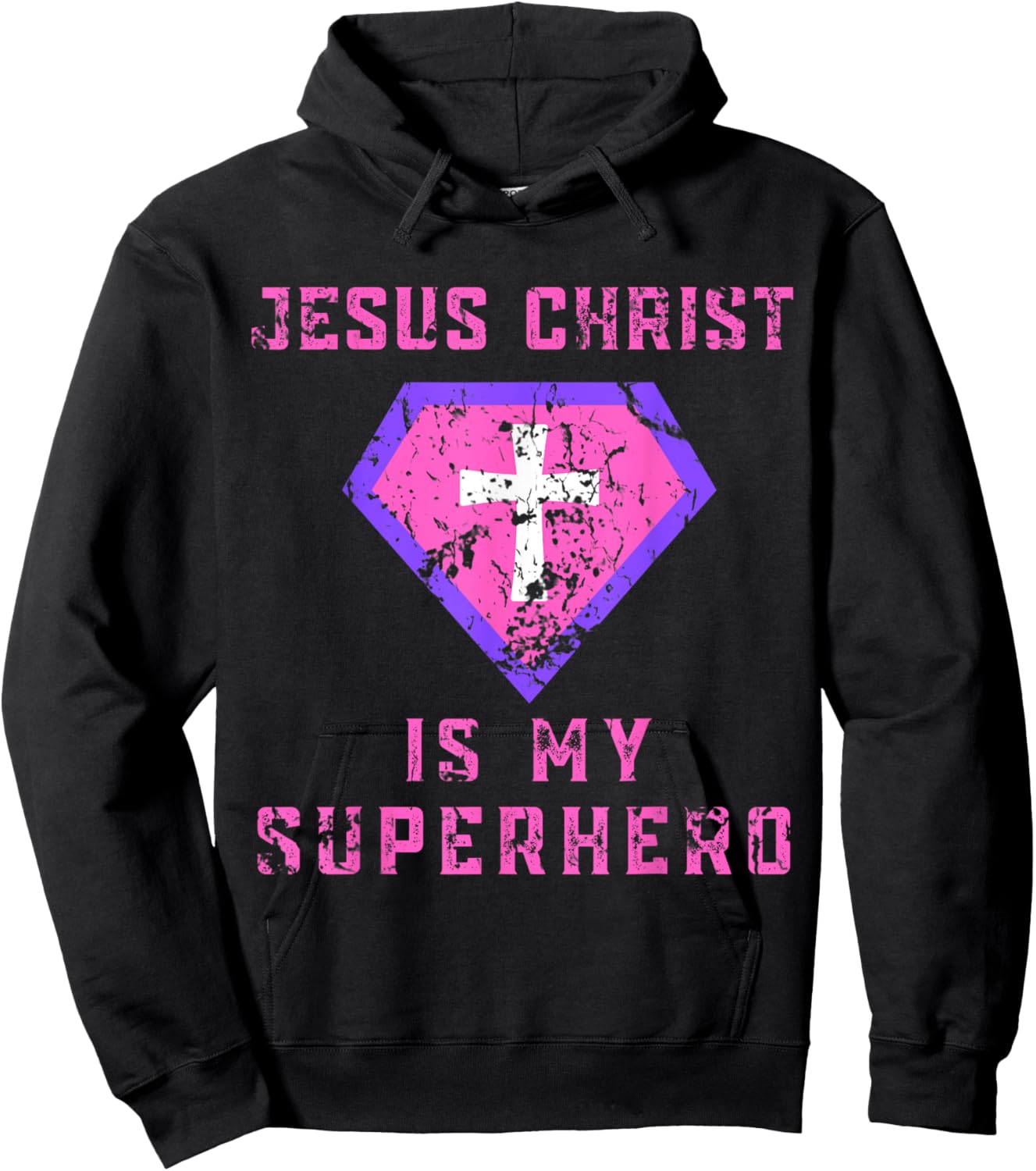 Jesus Christ Is My Superhero Jesus Kids Toddler Girls 5T 4T Hoodie - Hoodie | Black