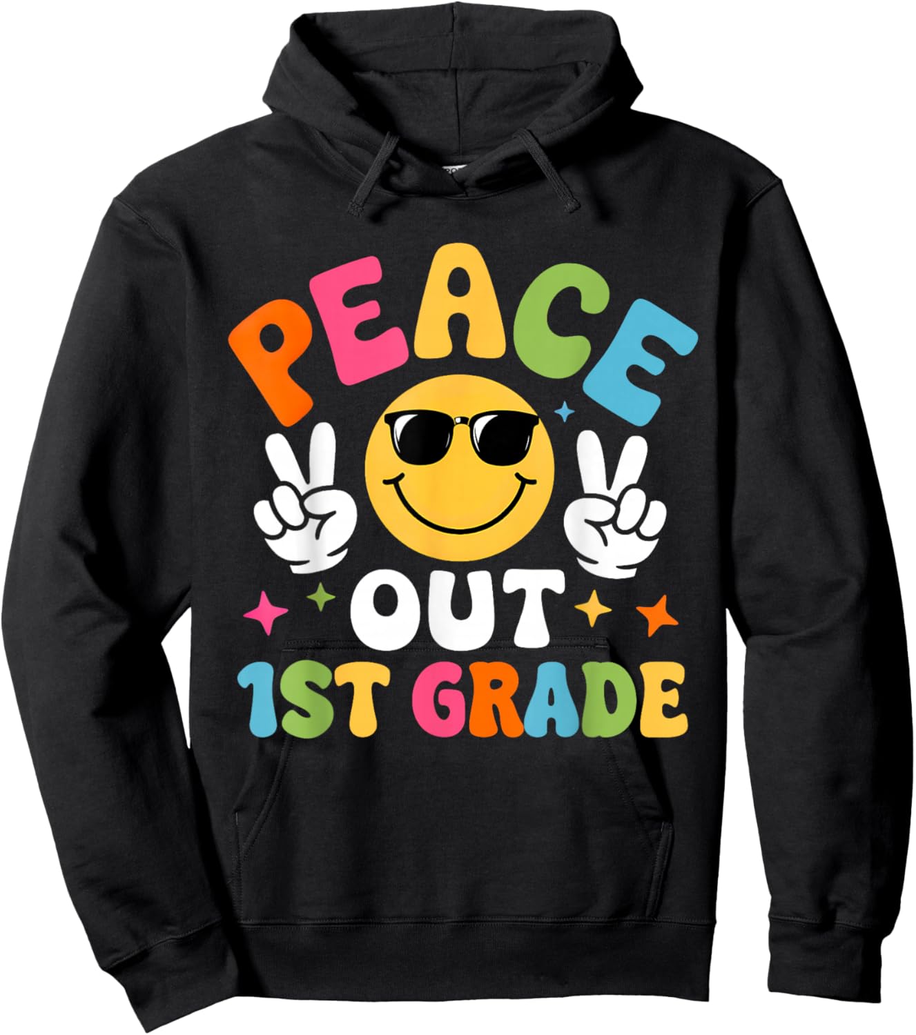 Last Day of School 1st Grade Funny Peace Out Teacher Kids Hoodie - Hoodie | Black