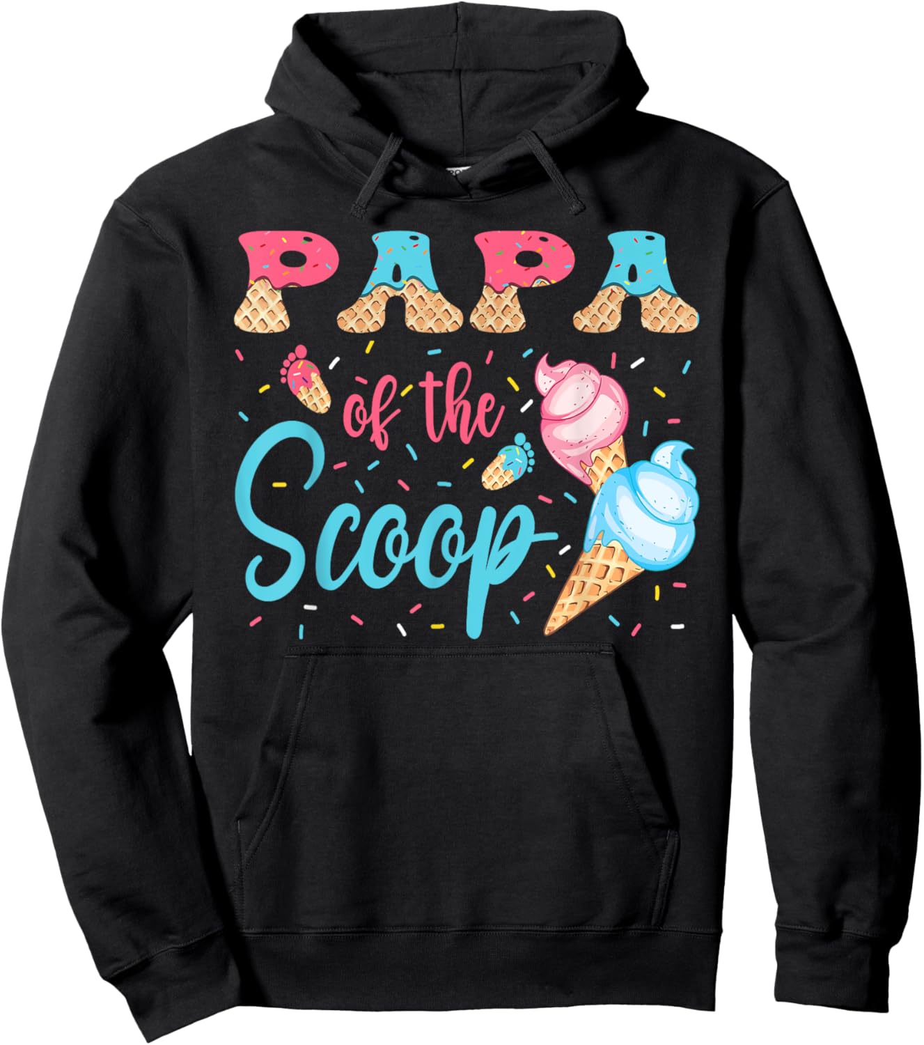 Papa Of The Scoop Ice Cream Gender Reveal Baby Shower Hoodie - Hoodie | Black
