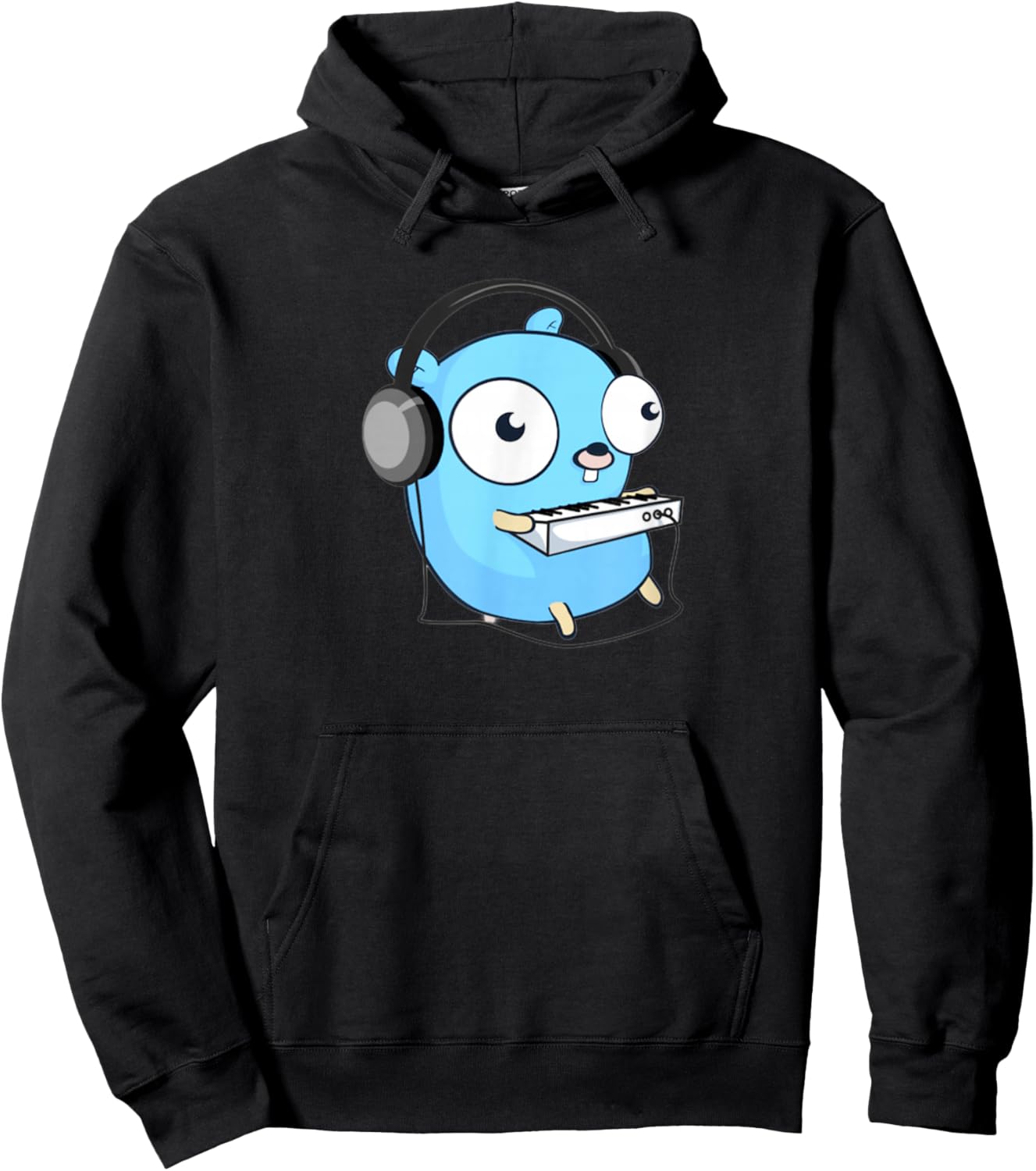 Music Gopher - Fun Programmer Developer GO lang Logo Hoodie - Hoodie | Black
