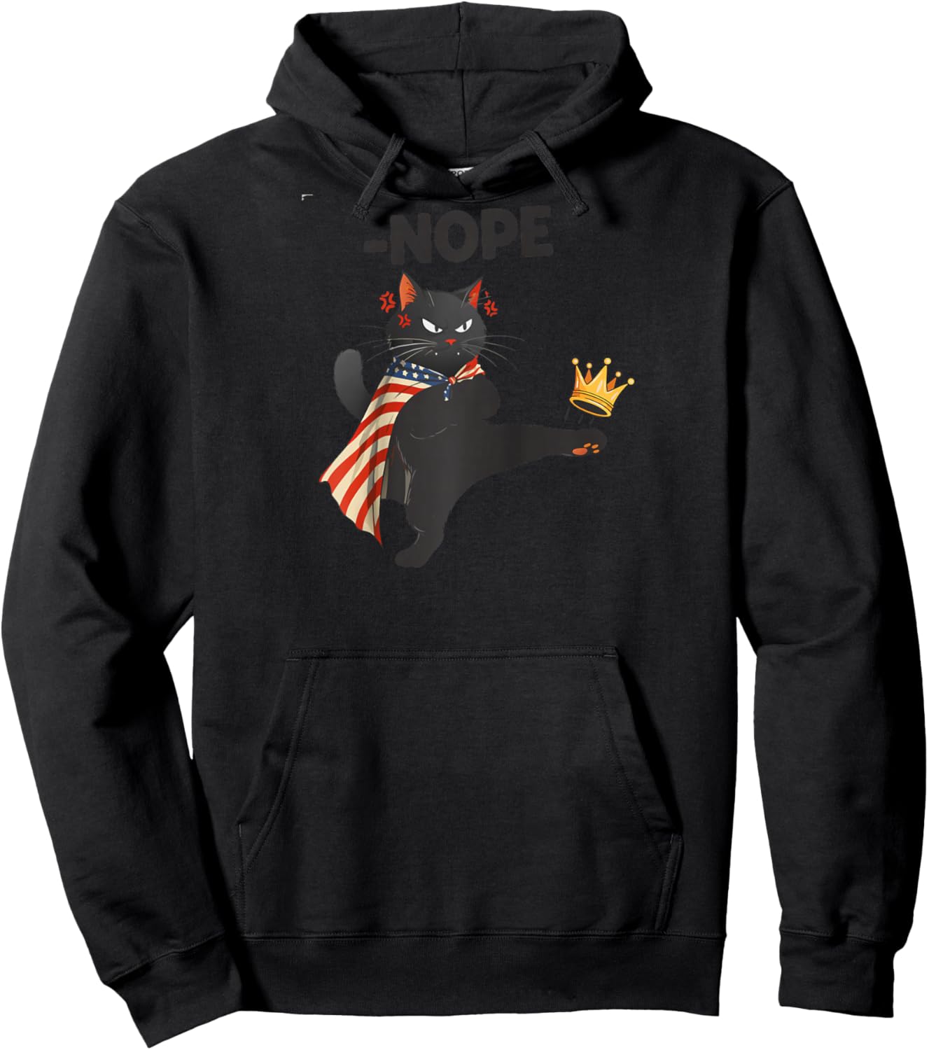 Funny Cat No Kings Raglan Baseball Hoodie - Hoodie | Black