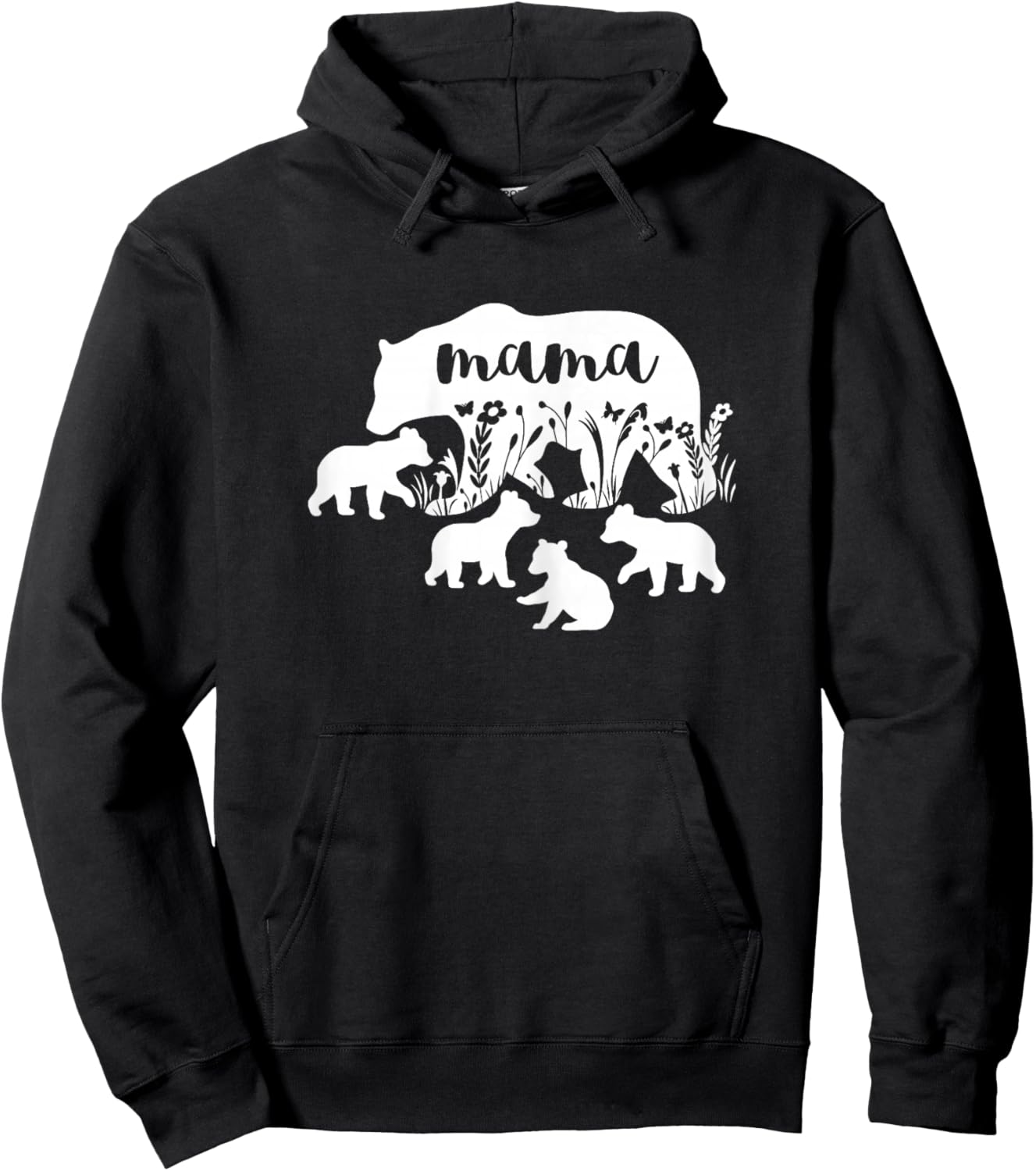 Mama Bear With 4 Cubs Mothers Day Mom Pregnancy Announcement Hoodie - Hoodie | Black