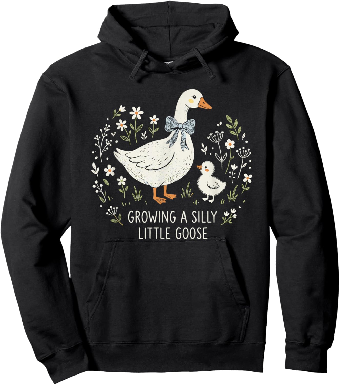 Growing A Silly Little Goose Funny Pregnancy Mom Goose Humor Hoodie - Hoodie | Black
