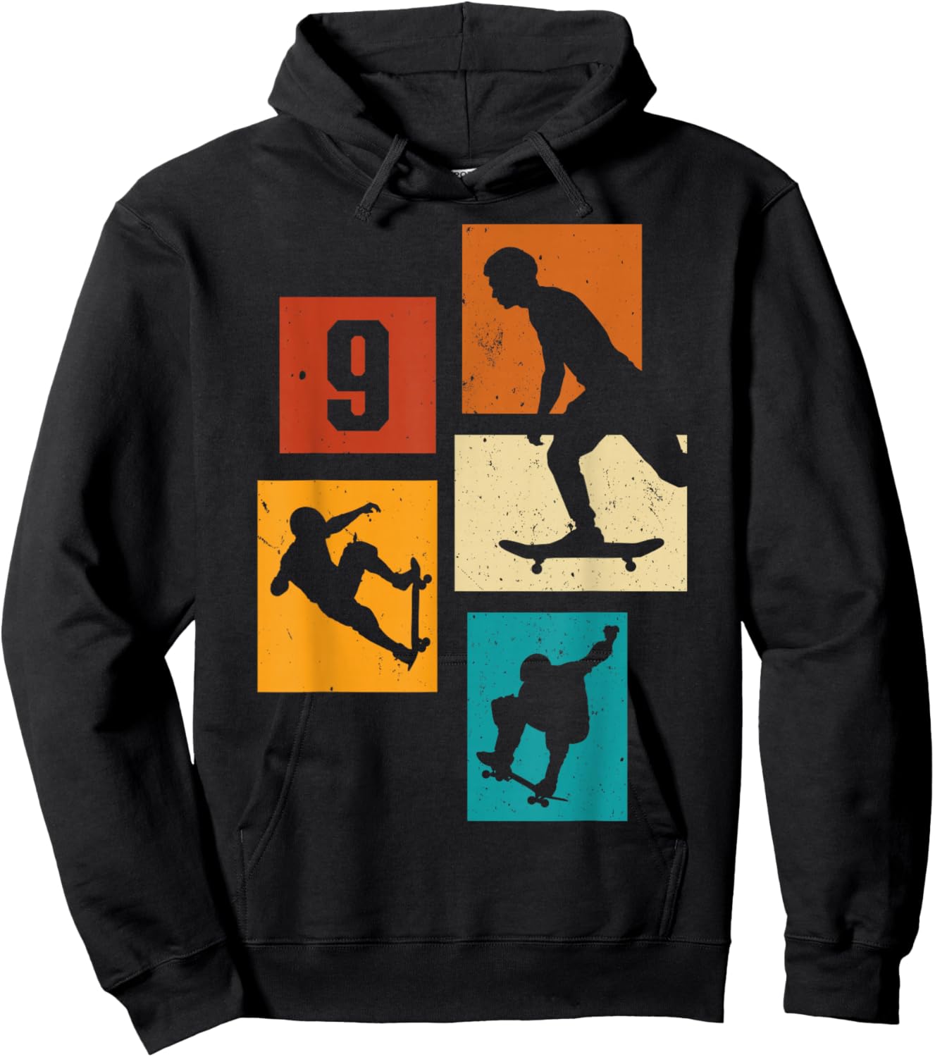 9th Birthday Skateboard Skateboarder Skater 9 Year Old Boy Hoodie - Hoodie | Black