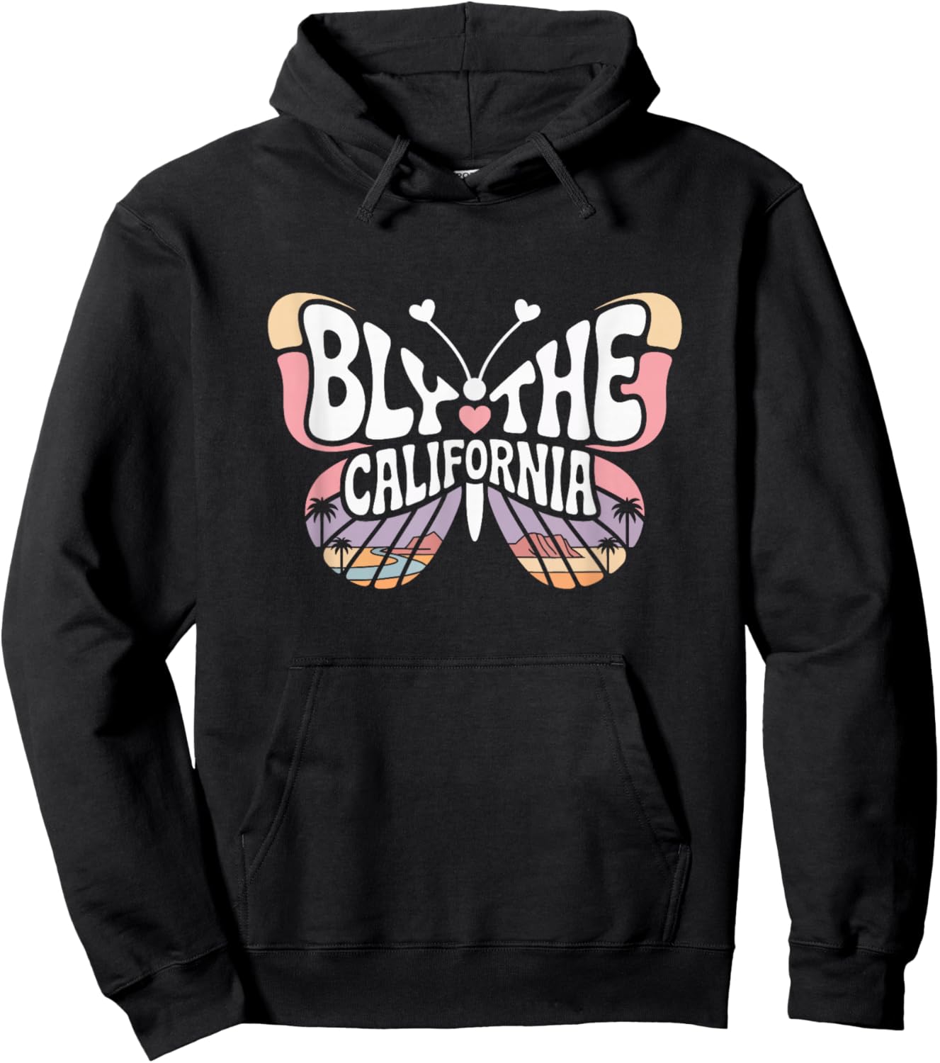 Blythe Butterfly - California Desert City Name Word Art Hoodie - Hoodie | Black