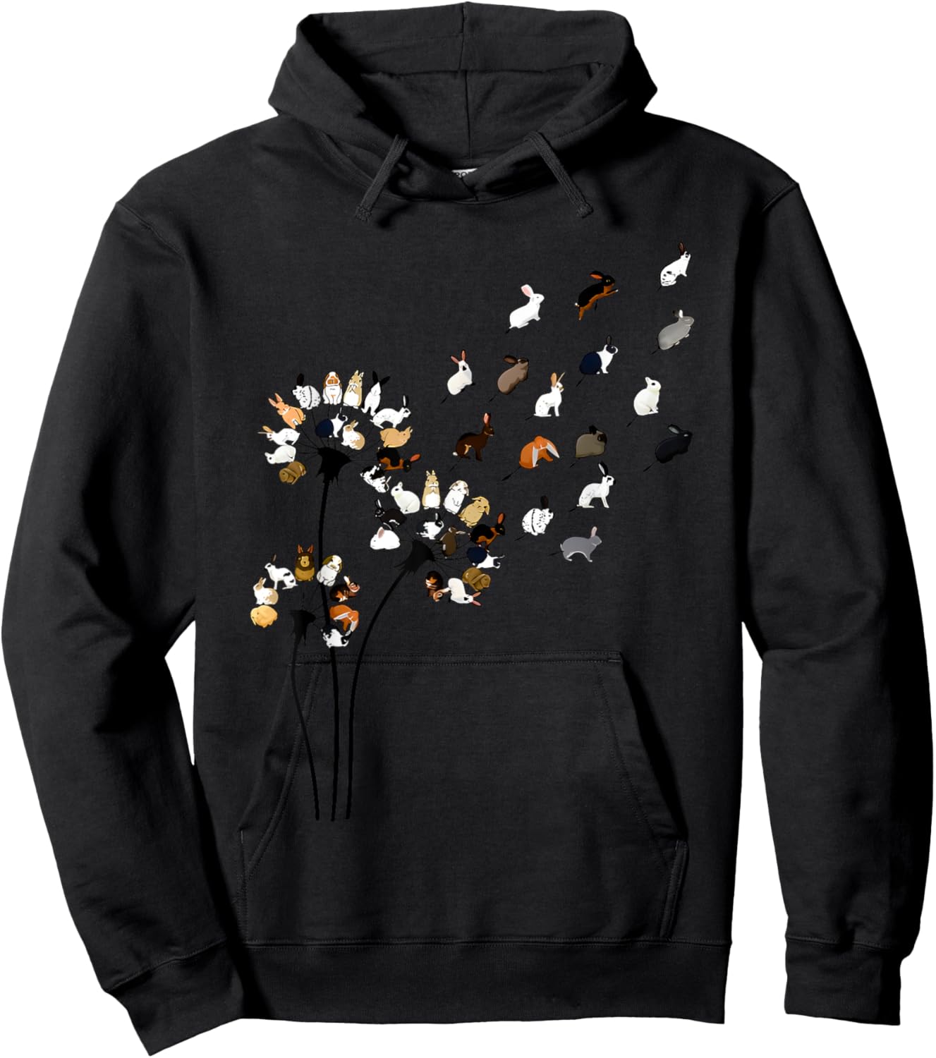 Funny Dandelion Bunny Flower Hoodie - Hoodie | Black